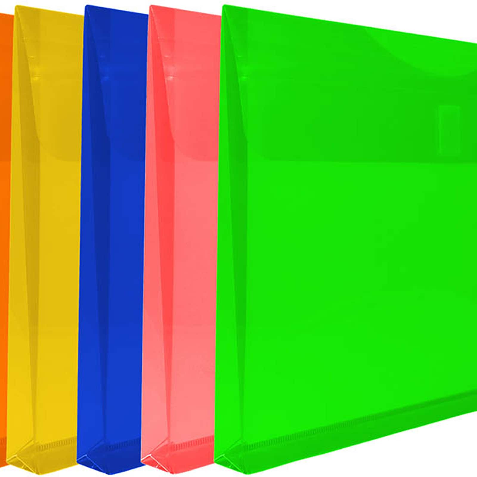 JAM Paper 9.75" x 13" Assorted Plastic Hook & Loop Closure Booklet Envelopes, 12ct.