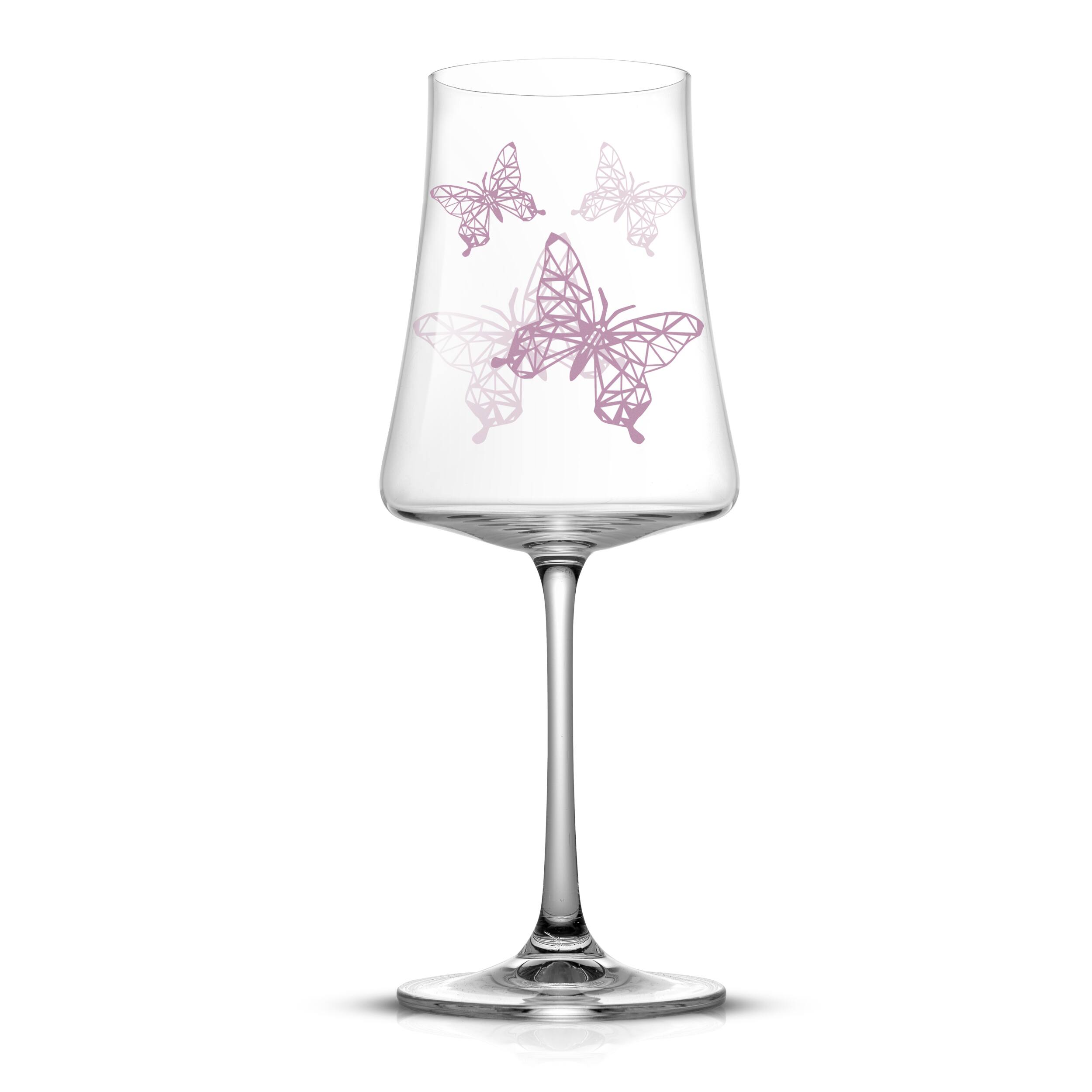 JoyJolt® 19oz. Meadow Butterfly Crystal White Wine Glass Set, 2ct.