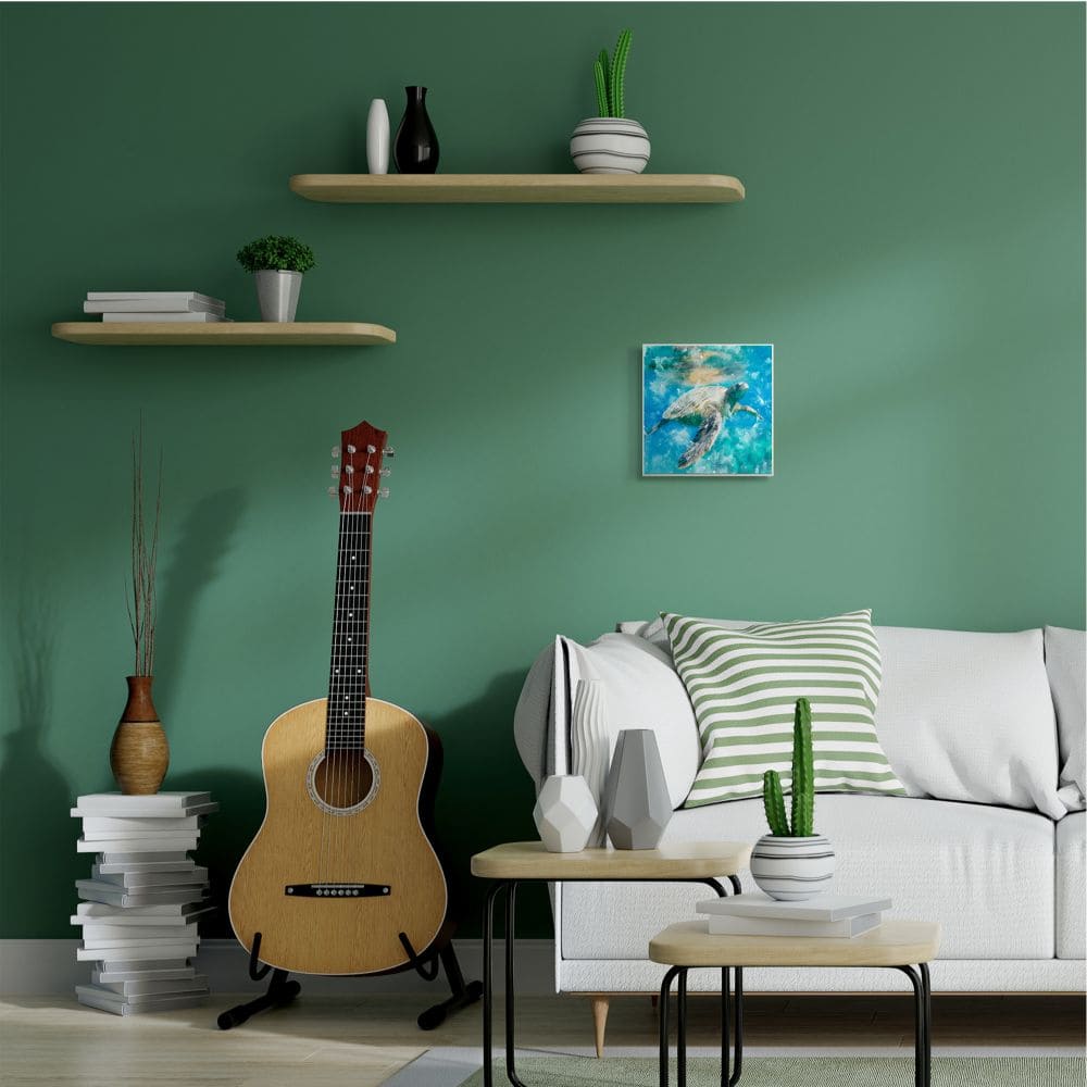 Stupell Industries Swimming Sea Turtle Aquatic Reptile Design Wood Wall Plaque