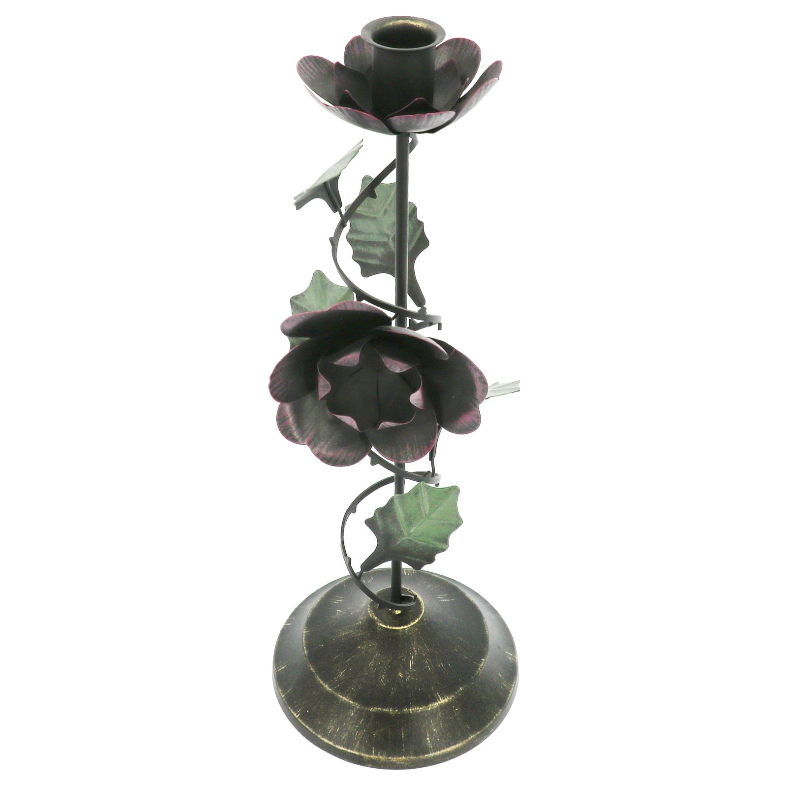 13" Dark Metal Rose Taper Candle Holder by Ashland®
