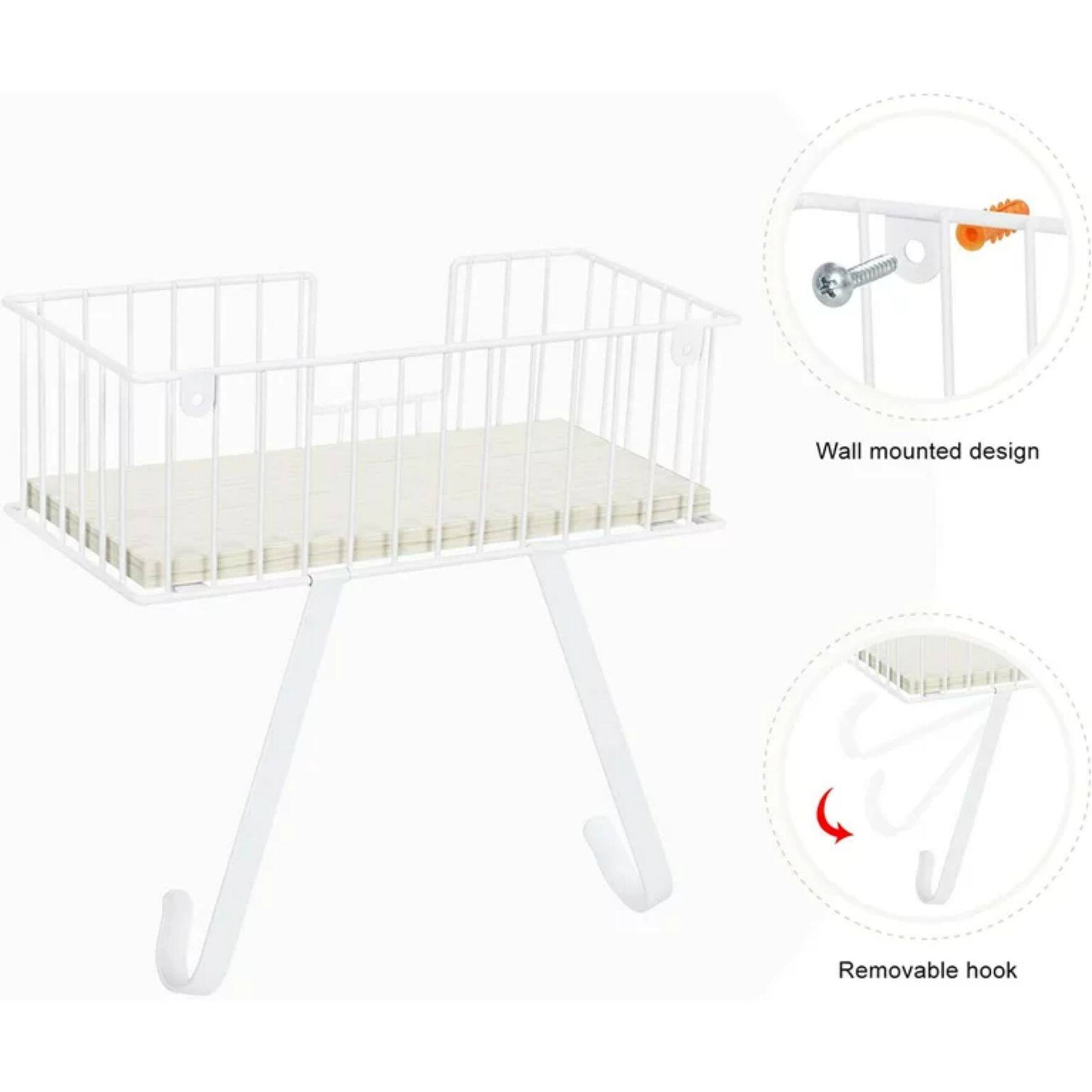 NEX™ White Wall-Mounted Y-Leg Ironing Board Hanger with Storage Basket