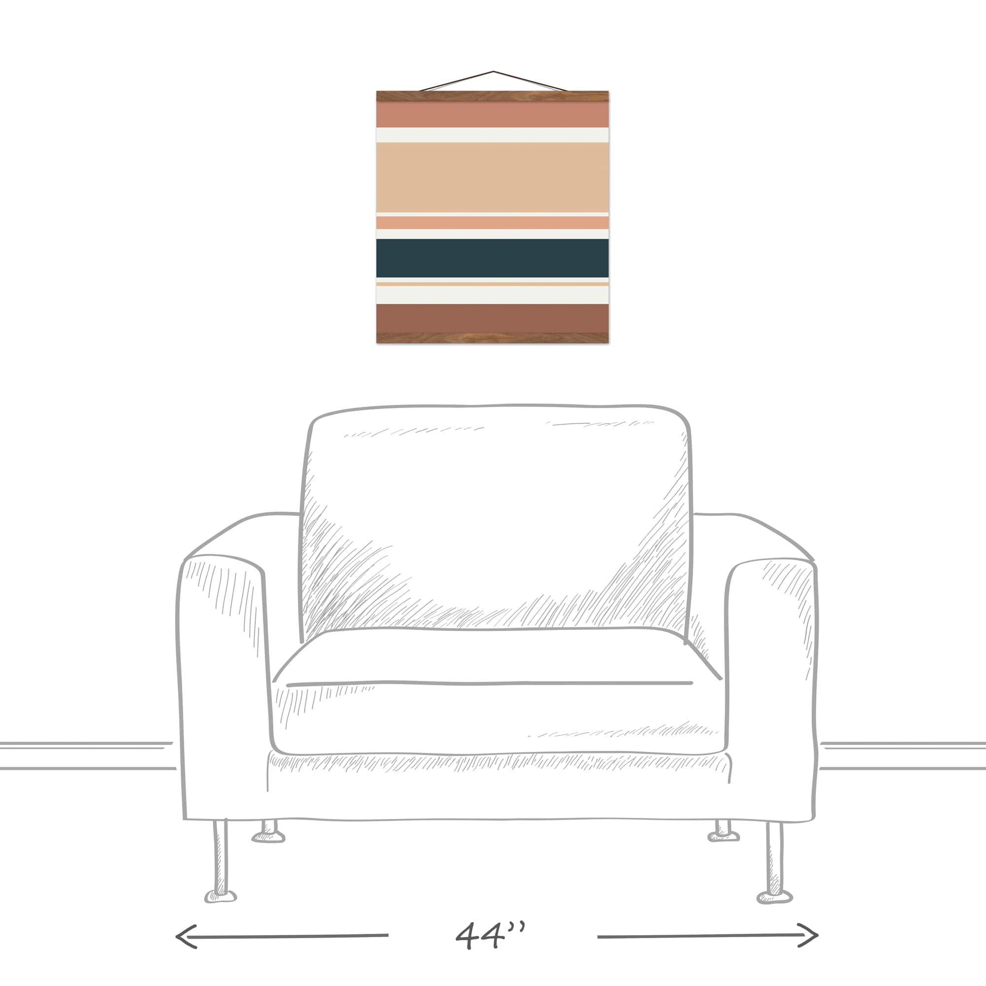 Multiple Stripes 16" x 16" Teak Hanging Canvas