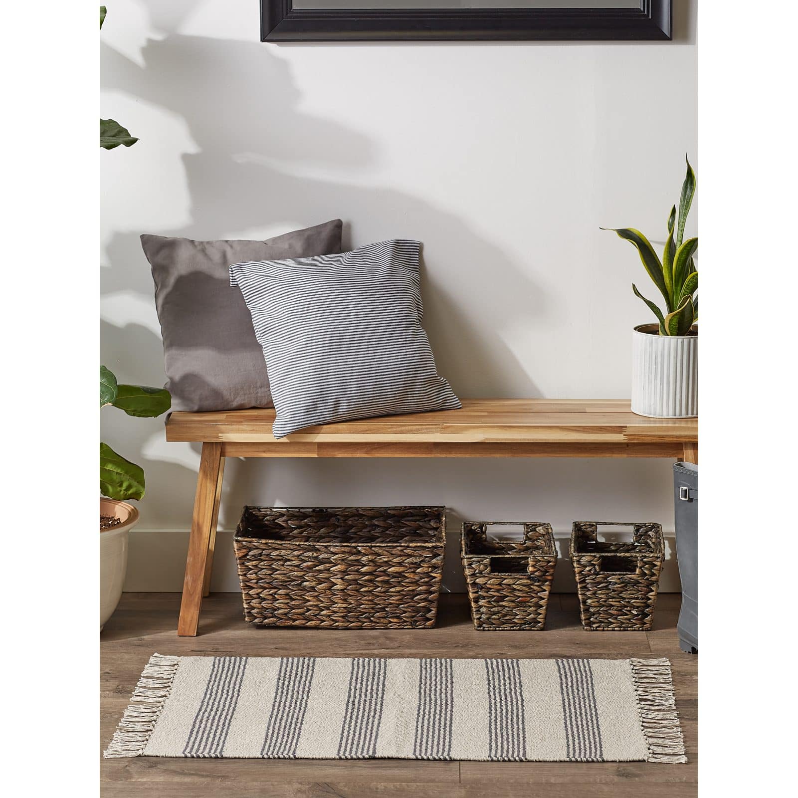 DII® Gray Ticking Stripe Hand-Loomed Rug, 2ft. x 3ft.