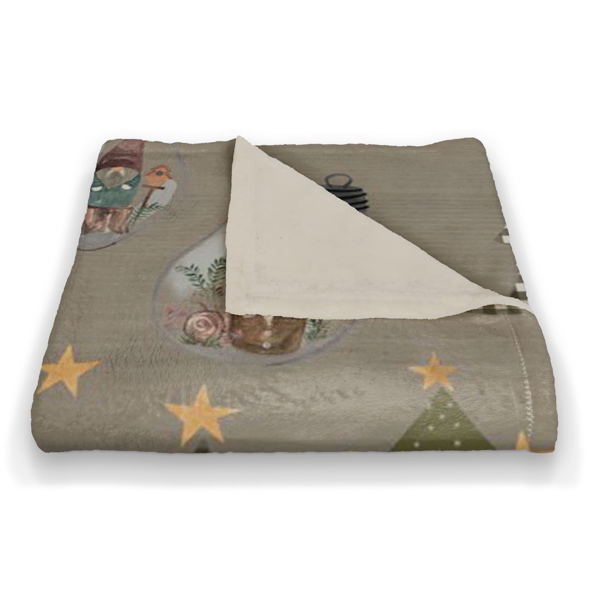 Tree & Globe Pattern Coral Fleece Blanket