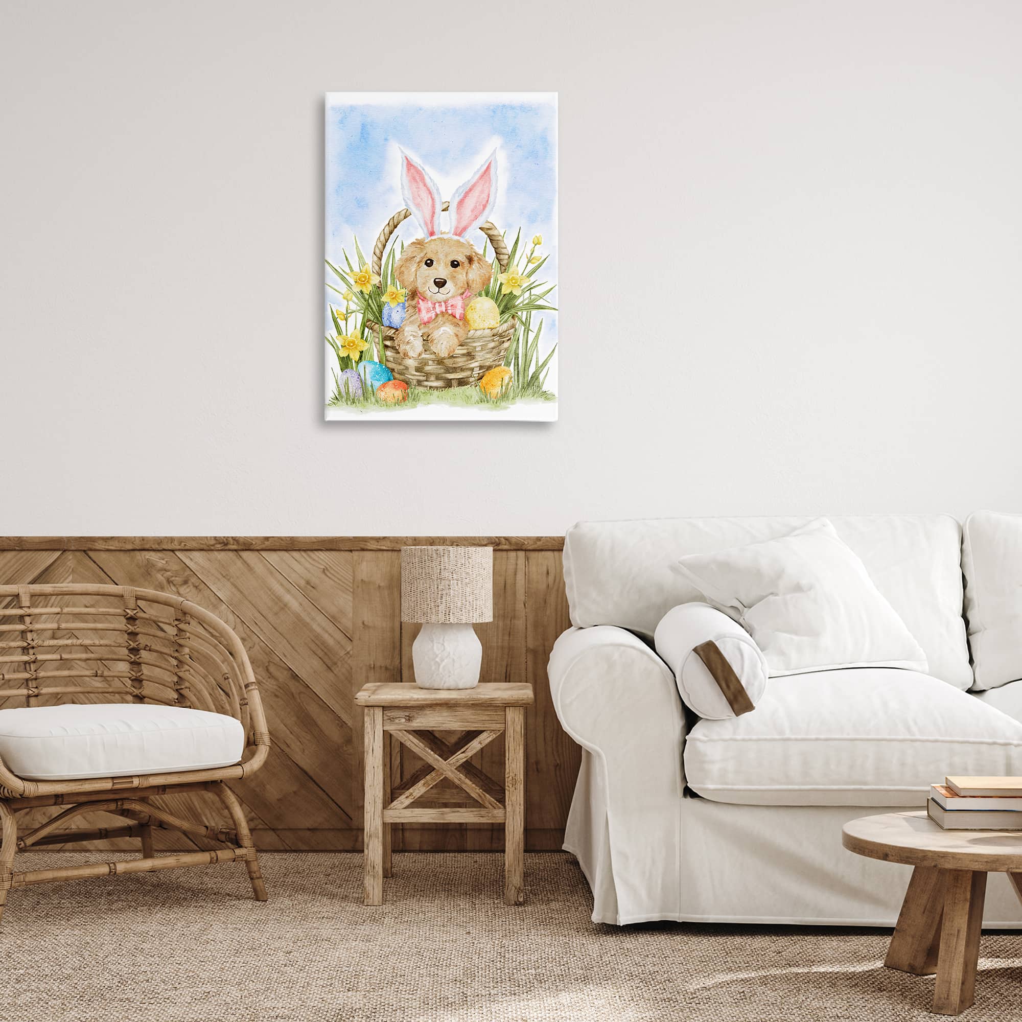 Stupell Industries Spring Easter Puppy Canvas Wall Art