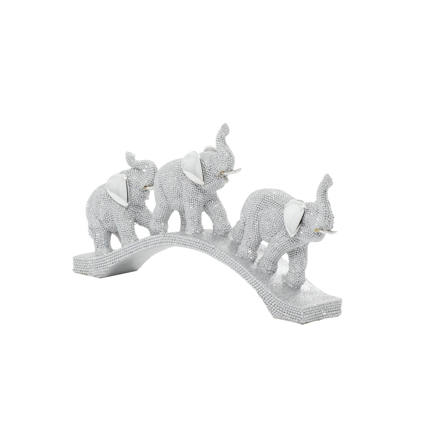 14" Silver Glam Elephant Sculpture