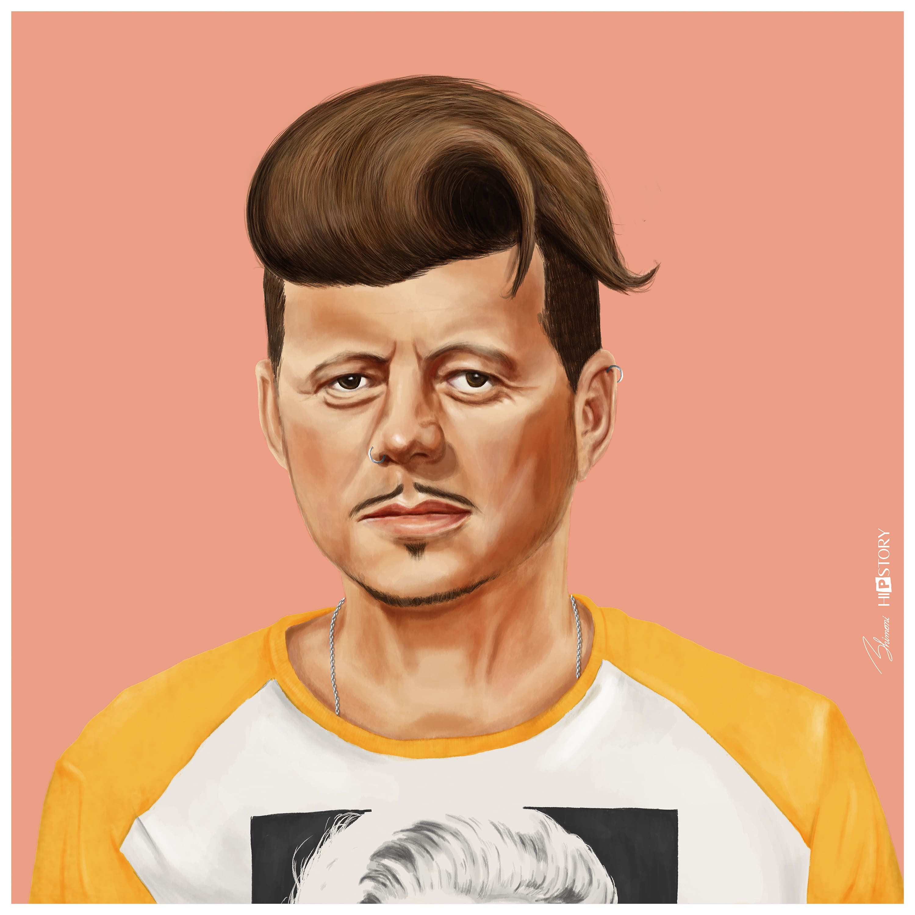 Empire Art Direct Hipstory™ 24" x 24" Hip John Kennedy Frameless Free Floating Printed Tempered Glass Wall Art