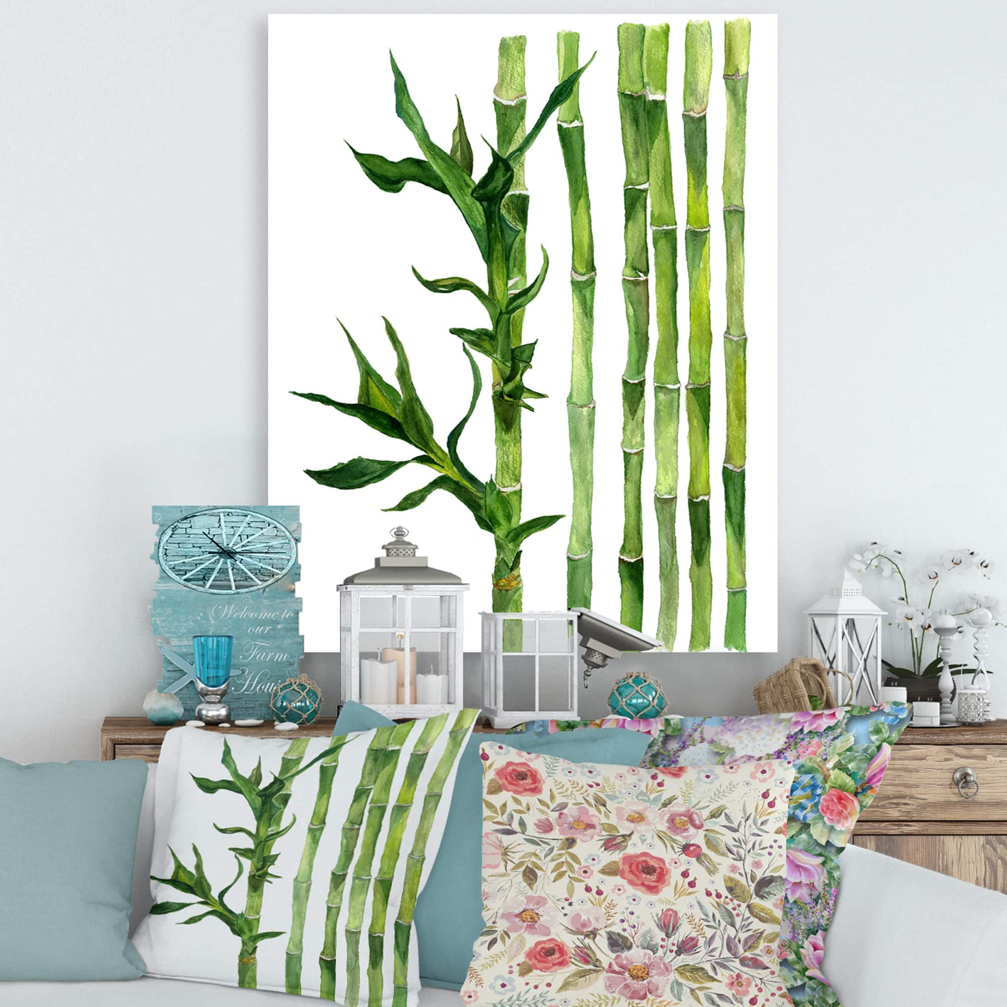 Designart - Bamboo Branches In The Forest III - Tropical Canvas Wall Art Print