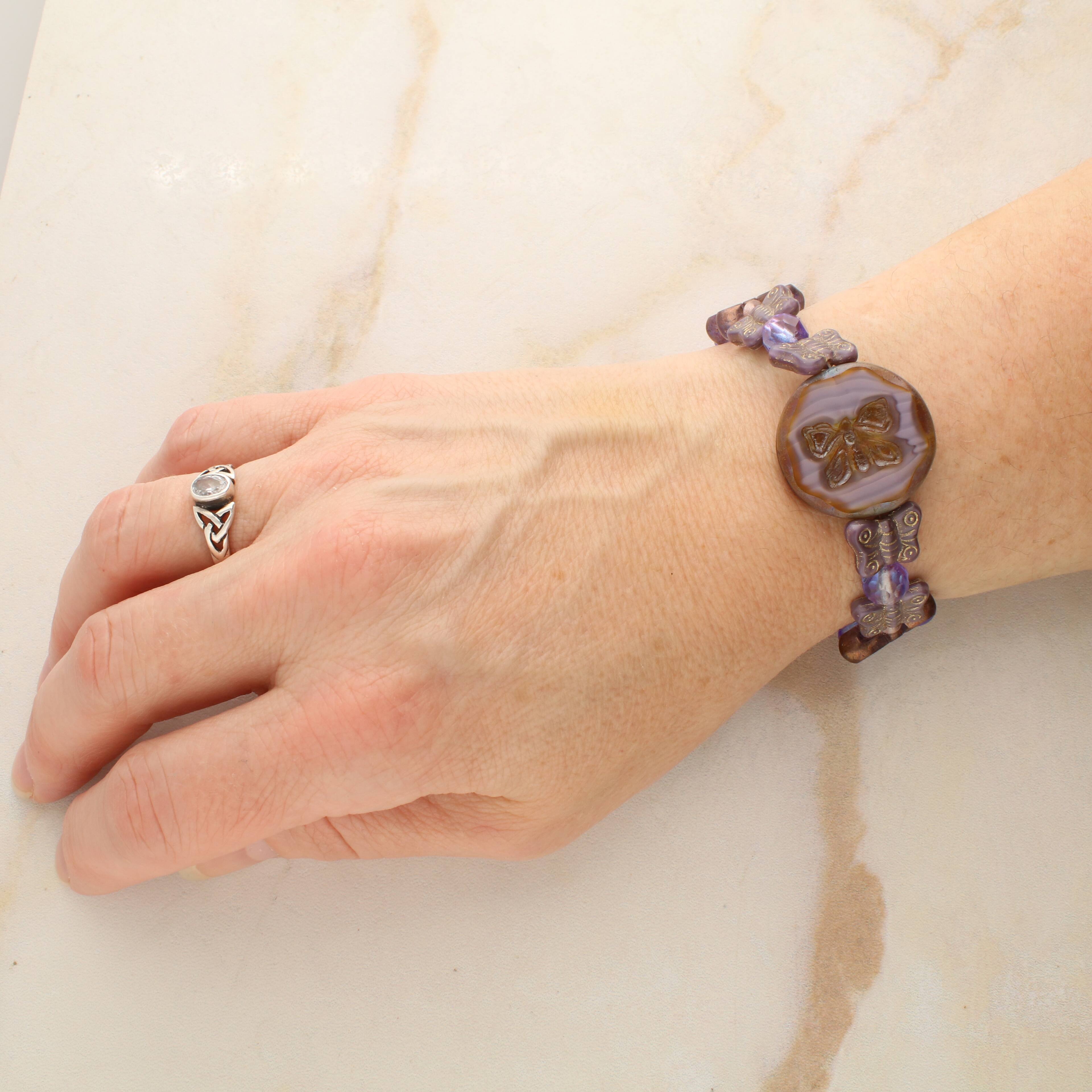 6 Pack: Purple Czech Glass Butterfly Bead Mix by Bead Landing™