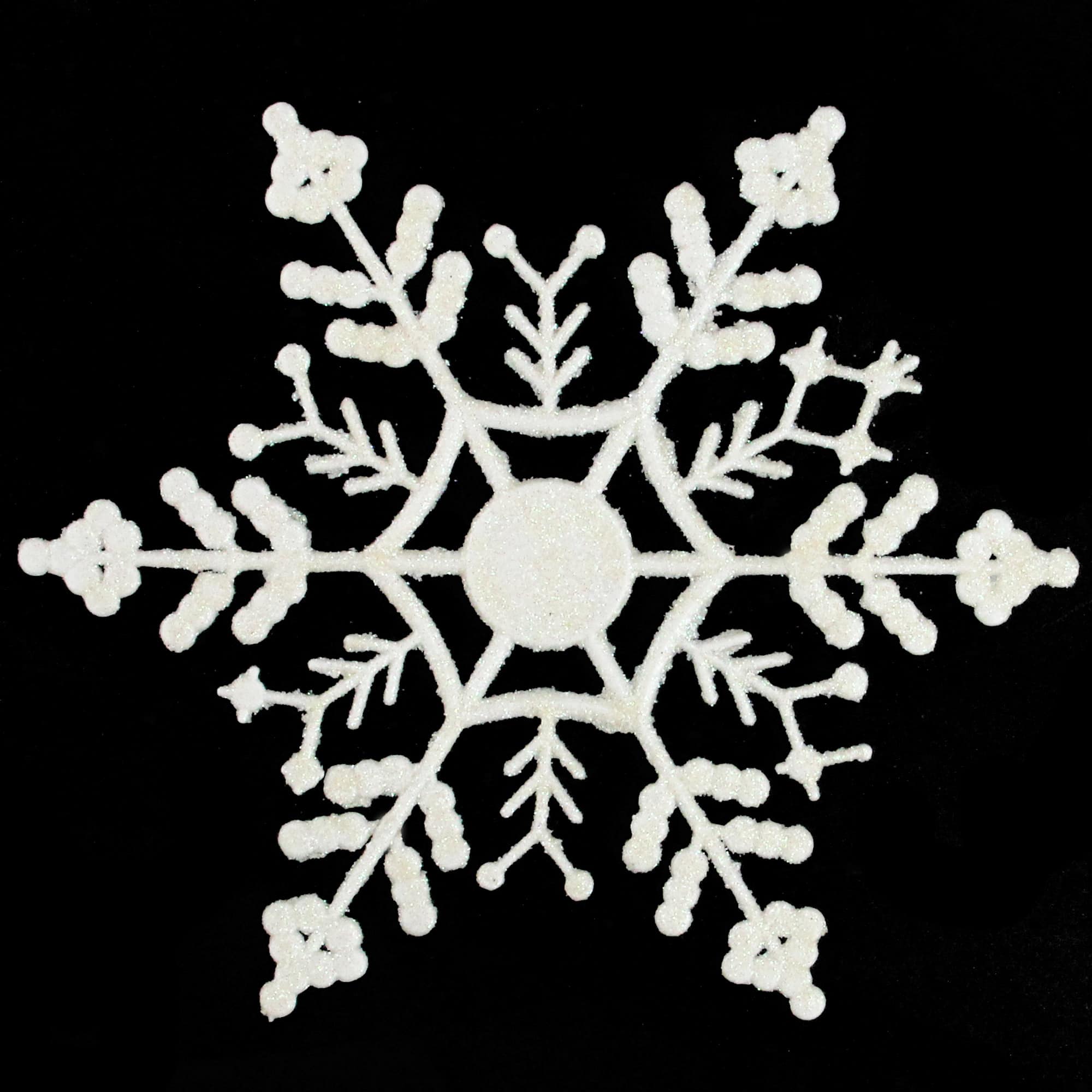 12ct. 6.25" White Glitter Snowflake Hanging Christmas Ornaments
