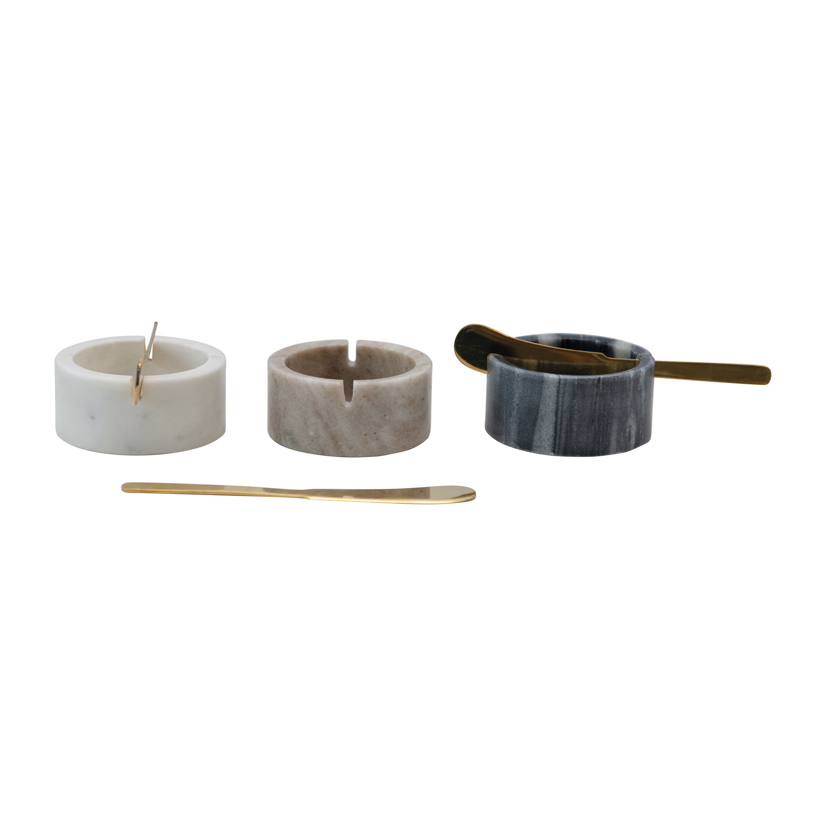 Hello Honey® 1.5" Salt & Pepper Marble Pinch Bowls with Metal Knifes