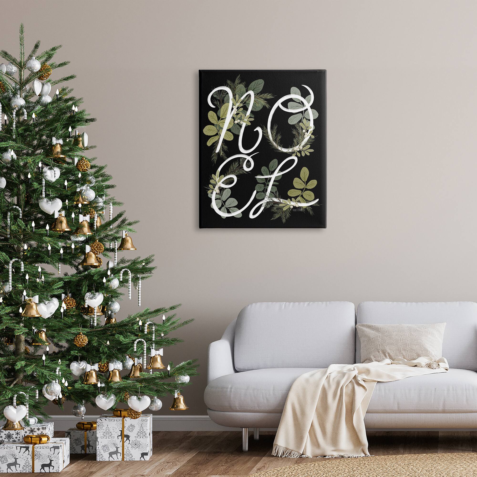 Stupell Industries Noel Intertwined Botanical Leaves Canvas Wall Art
