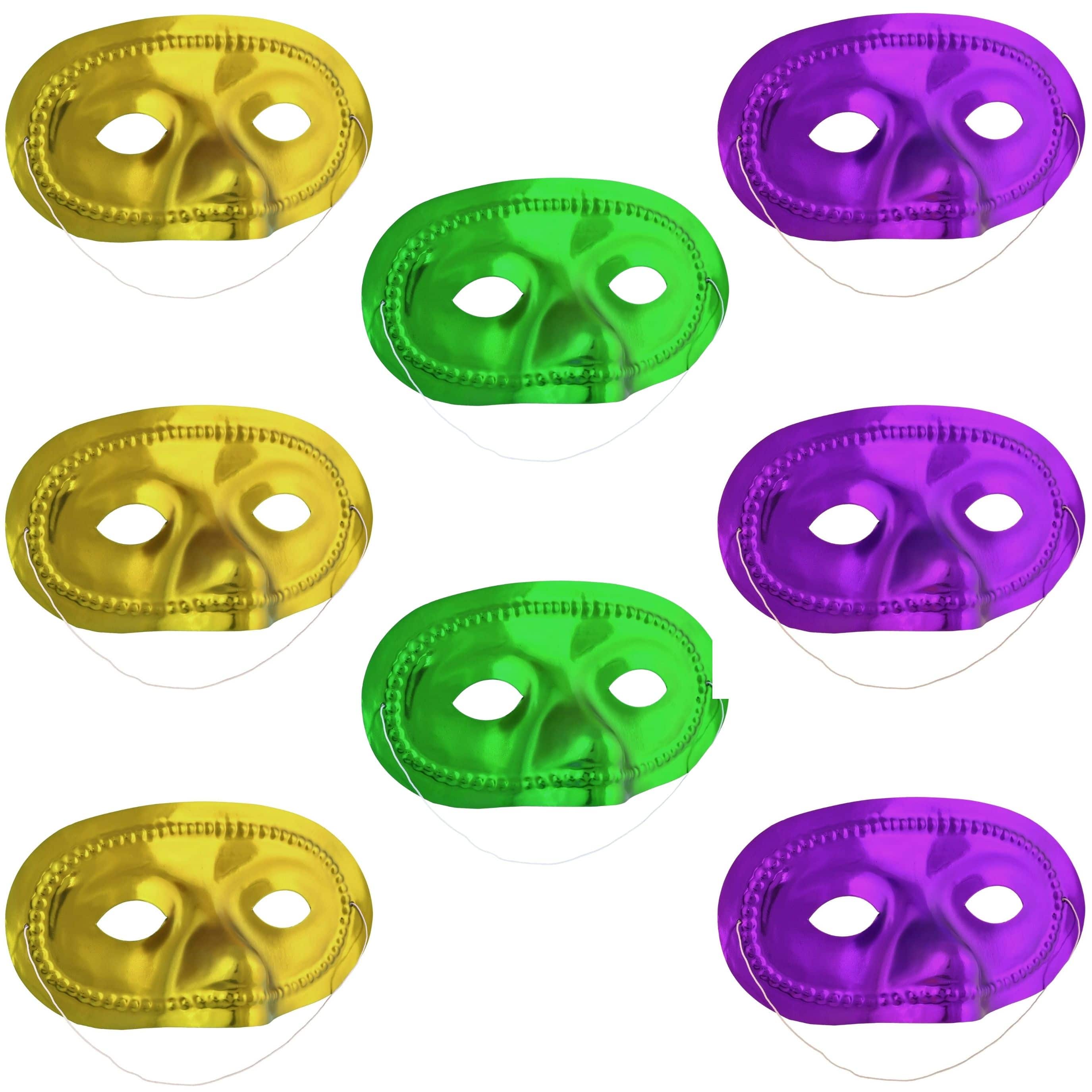 Beistle Gold, Green & Purple Half Masks, 8ct.