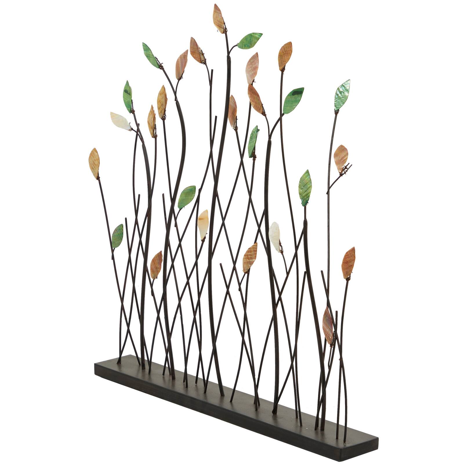 26.5" Black Metal Leaf with Black Base Sculpture