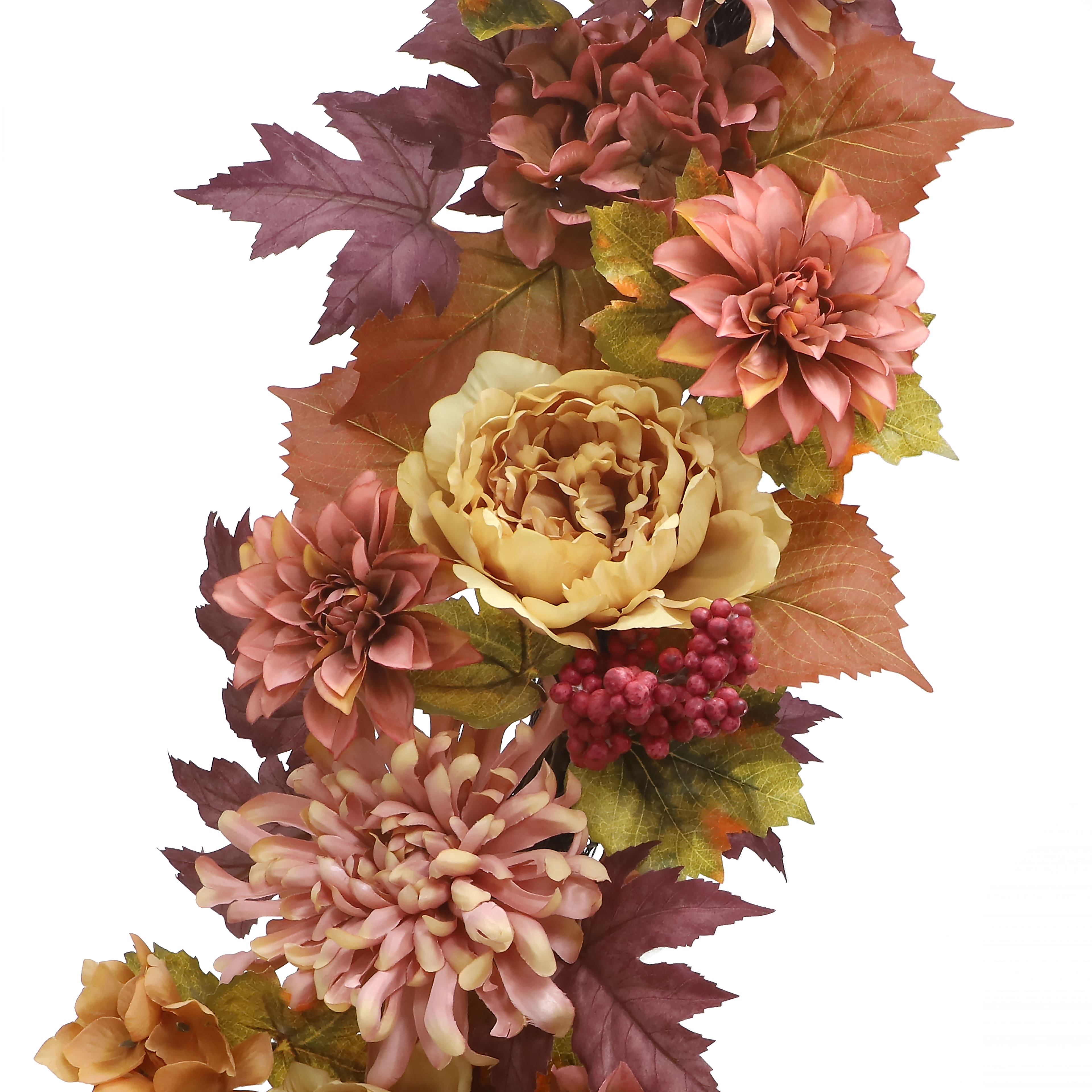 6ft. Pink Dahlia & Burgundy Leaf Mix Garland by Ashland®