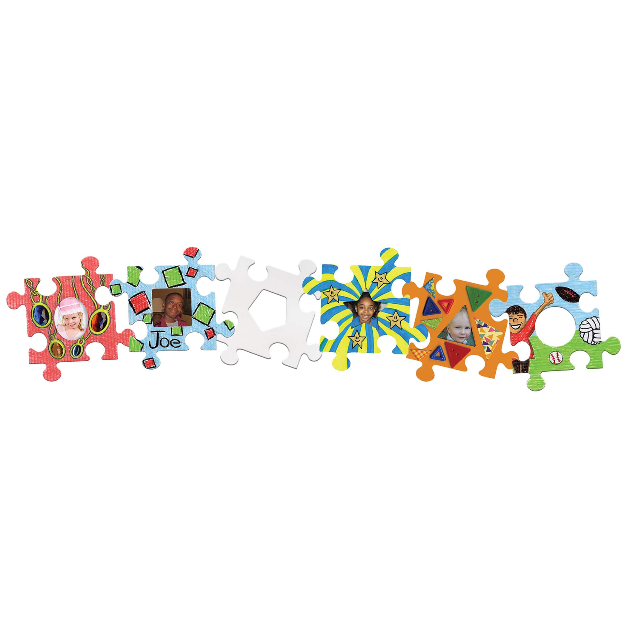 Roylco® 5.5" Puzzle Piece Picture Frames, 24ct.