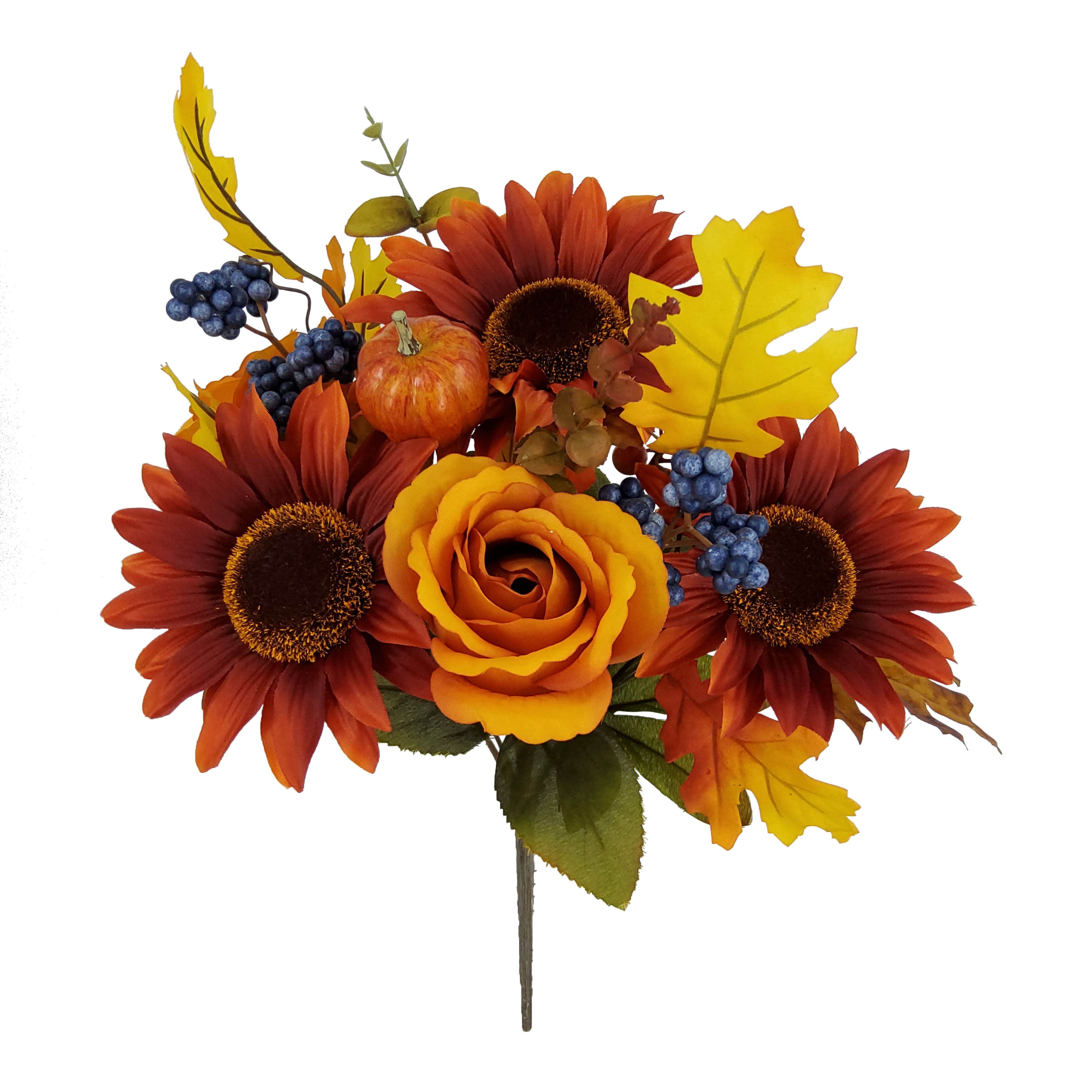 14" Orange Rose and Sunflower Mix Bush by Ashland®