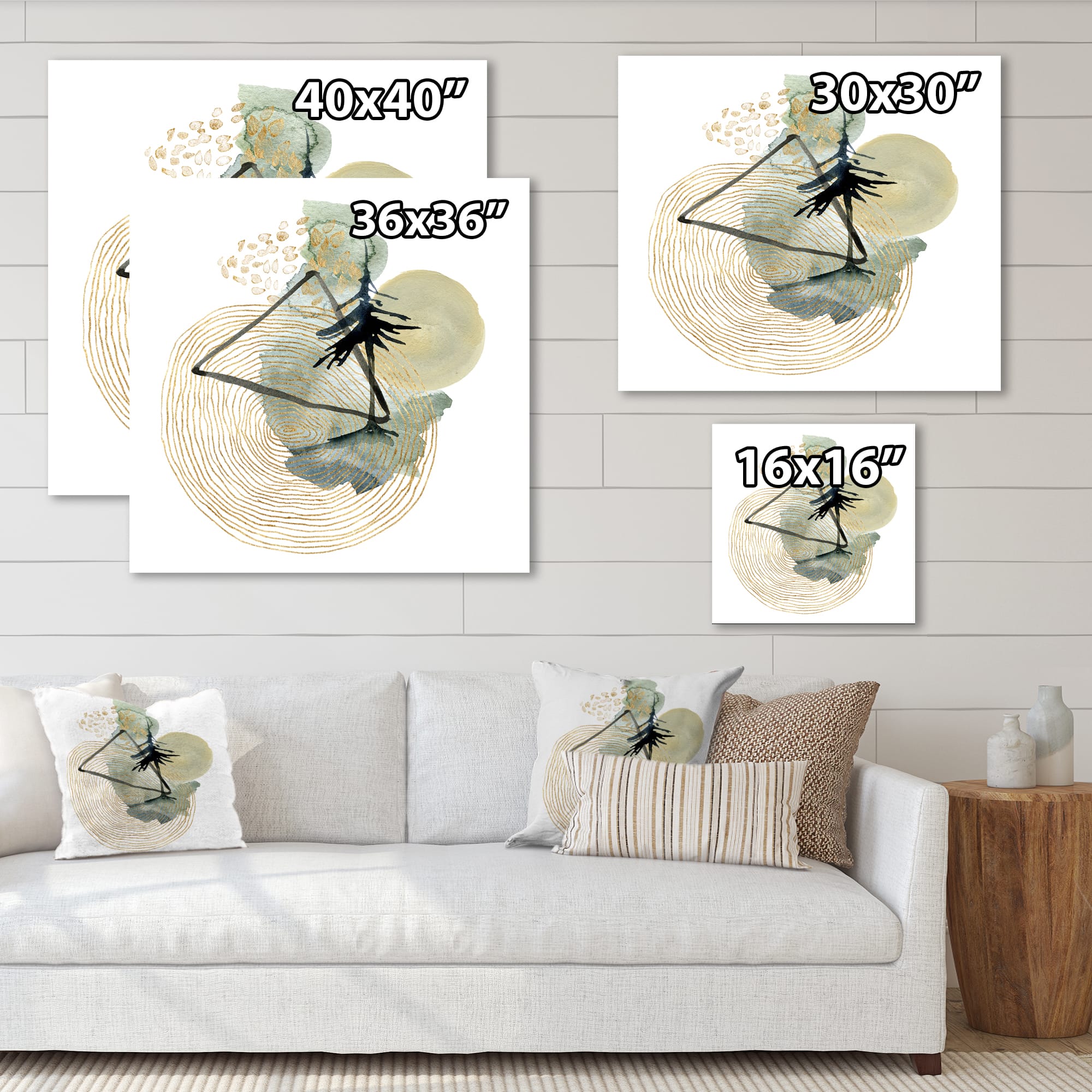 Designart - Abstract Landscape Of Mountains Moon and Tree - Mid-Century Modern Canvas Wall Art Print