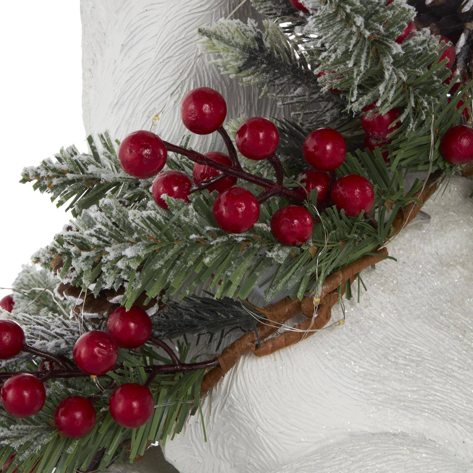 23" White Reindeer with Woodland Animals Sculpture
