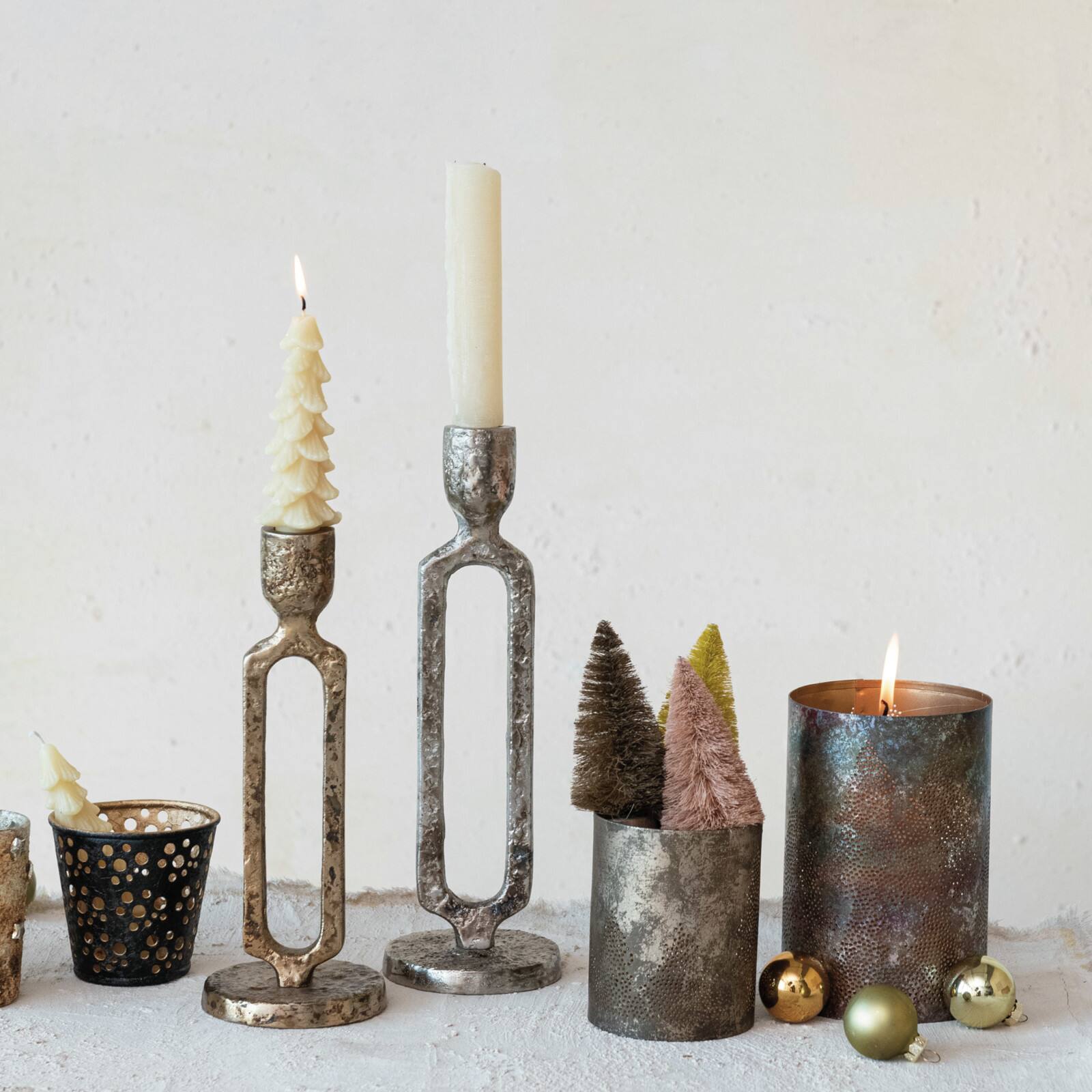 Hello Honey® 9.25" Oxidized Gold Finish Aluminum Taper Candleholder