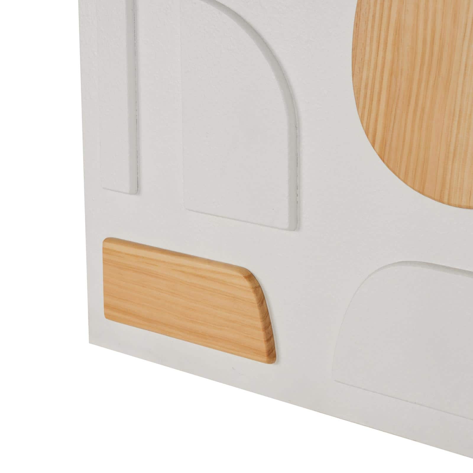 23.5" x 31.5" White Wood Geometric Dimensional Art Deco Shapes with Brown Accents Home Wall Décor