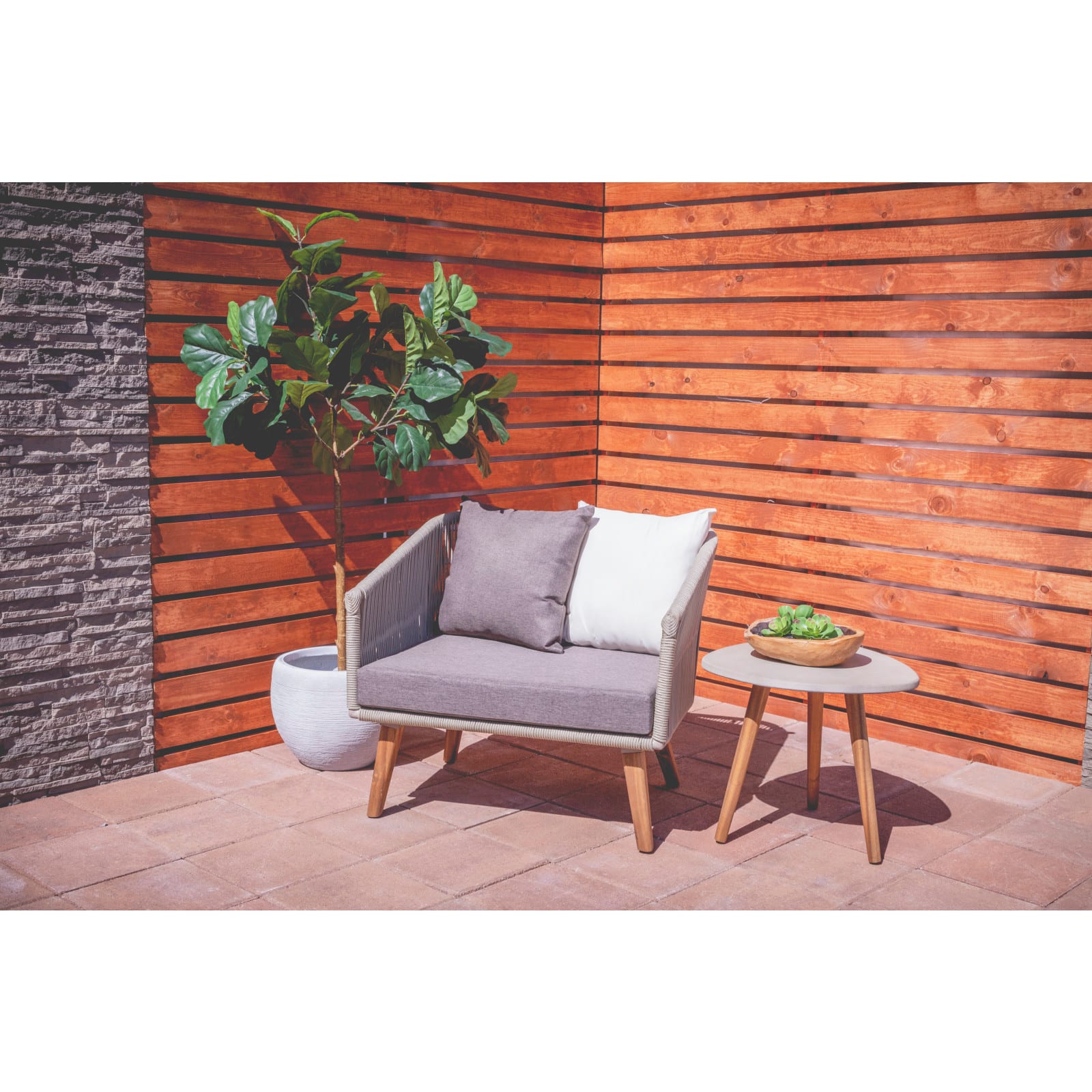 20" Gray Modern Outdoor Accent Table