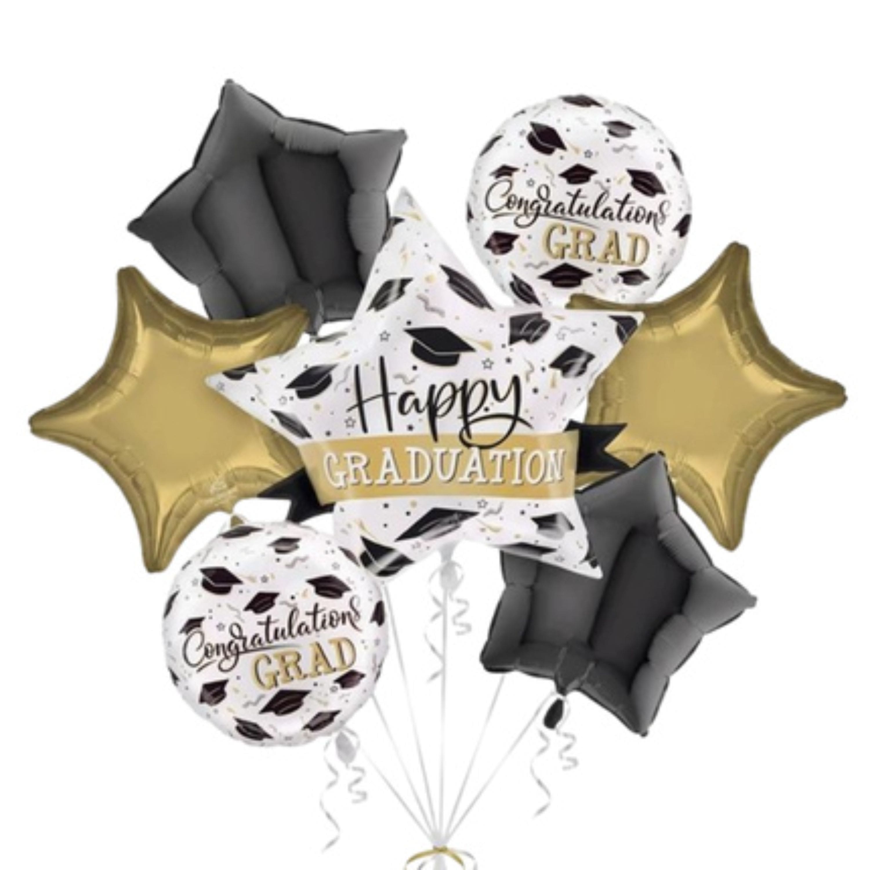 Graduation Caps & Stars Foil Balloon Bundle