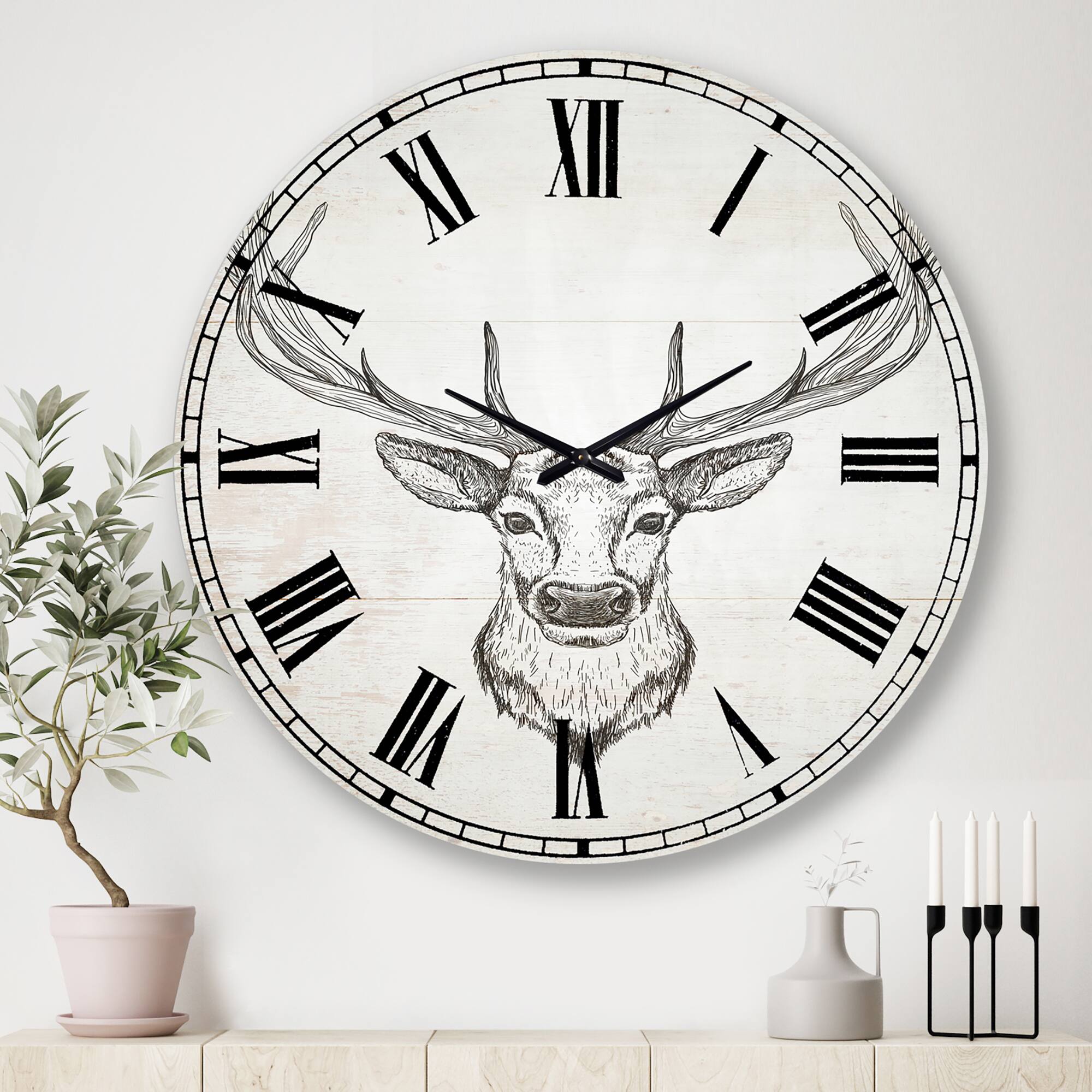Designart Deer Wild & Beautiful II Traditional Wall Clock
