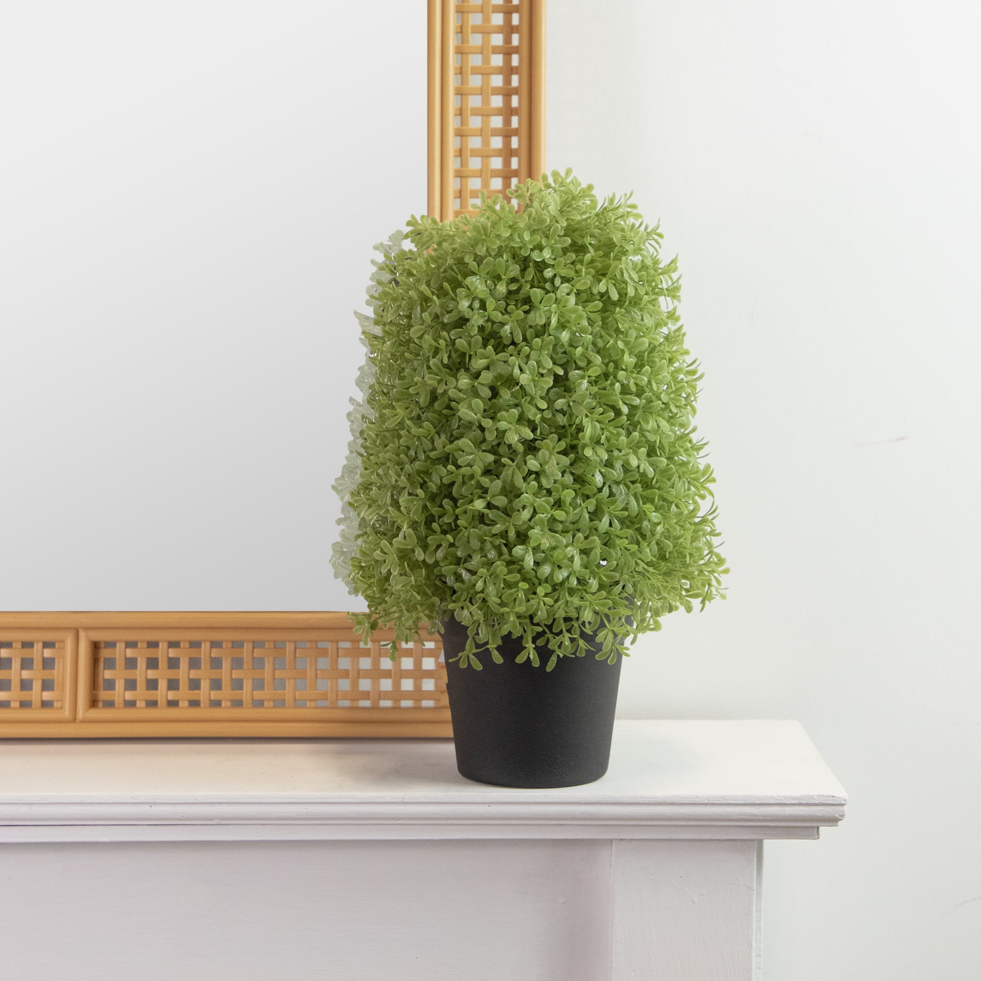 15" Unlit Artificial Boxwood Cone Topiary Tree with Round Pot