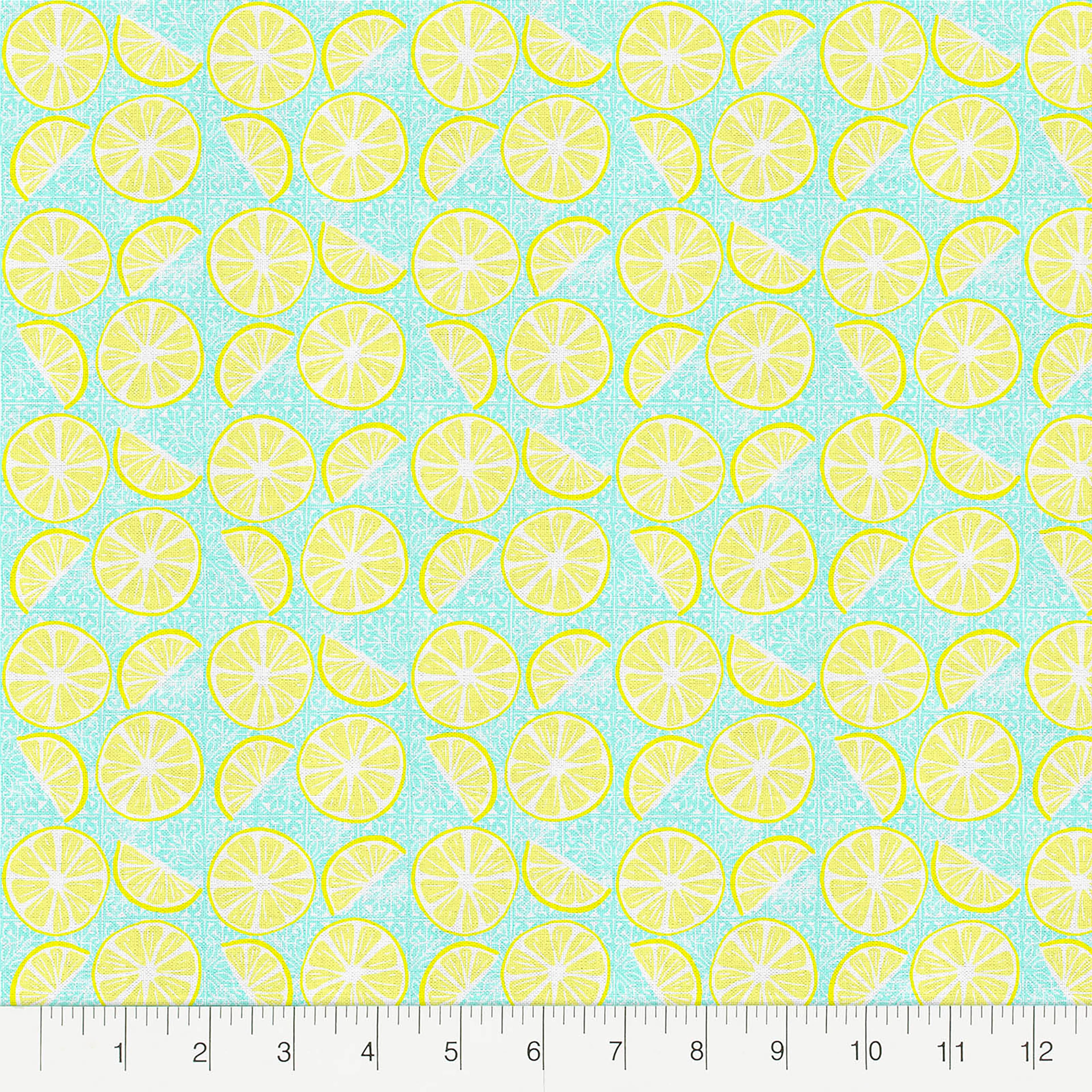 Fabric Editions Turquoise Lemon Slices Cotton Fabric