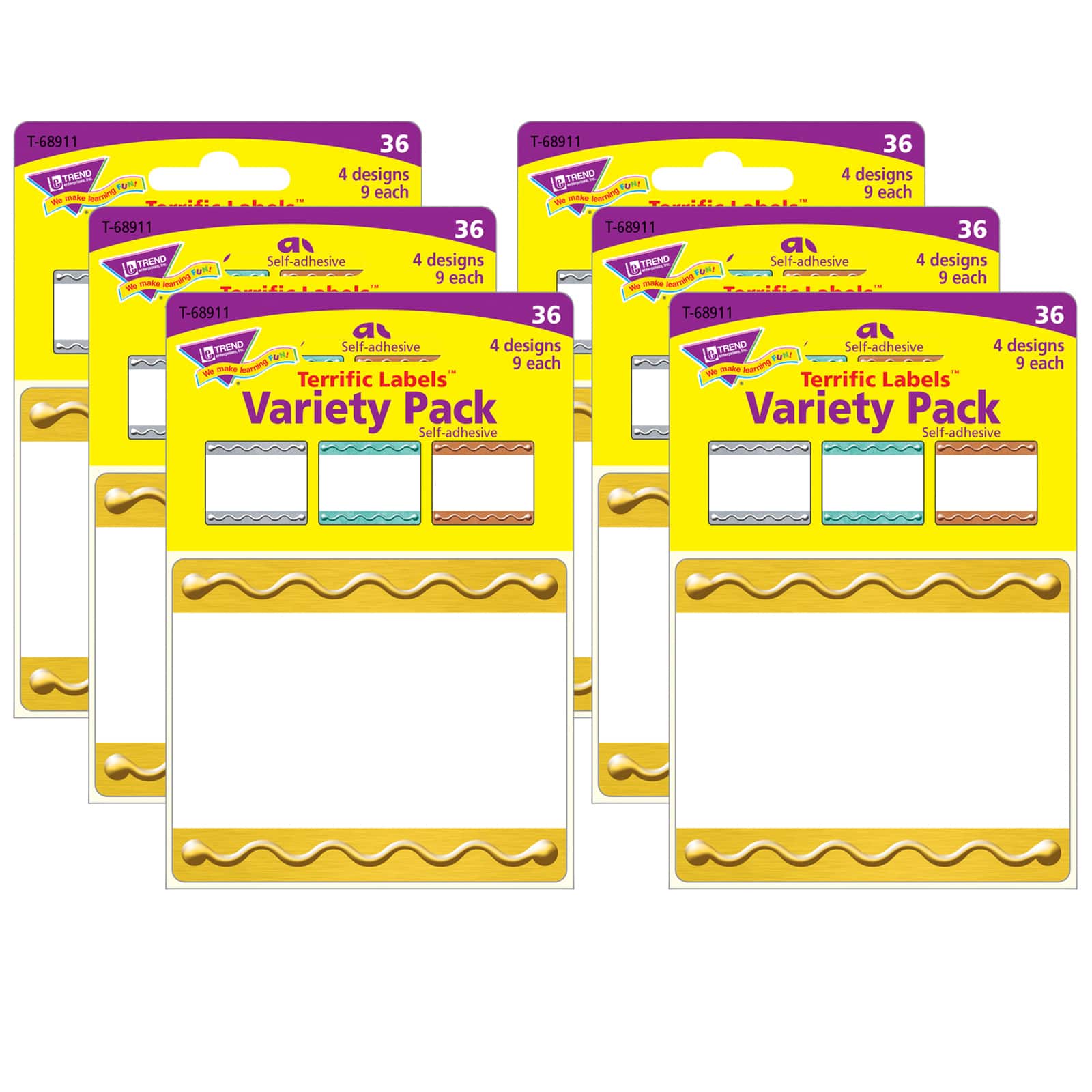 Trend Enterprises® I Heart Metal™ Embossed Terrific Labels™, 6 Packs of 36