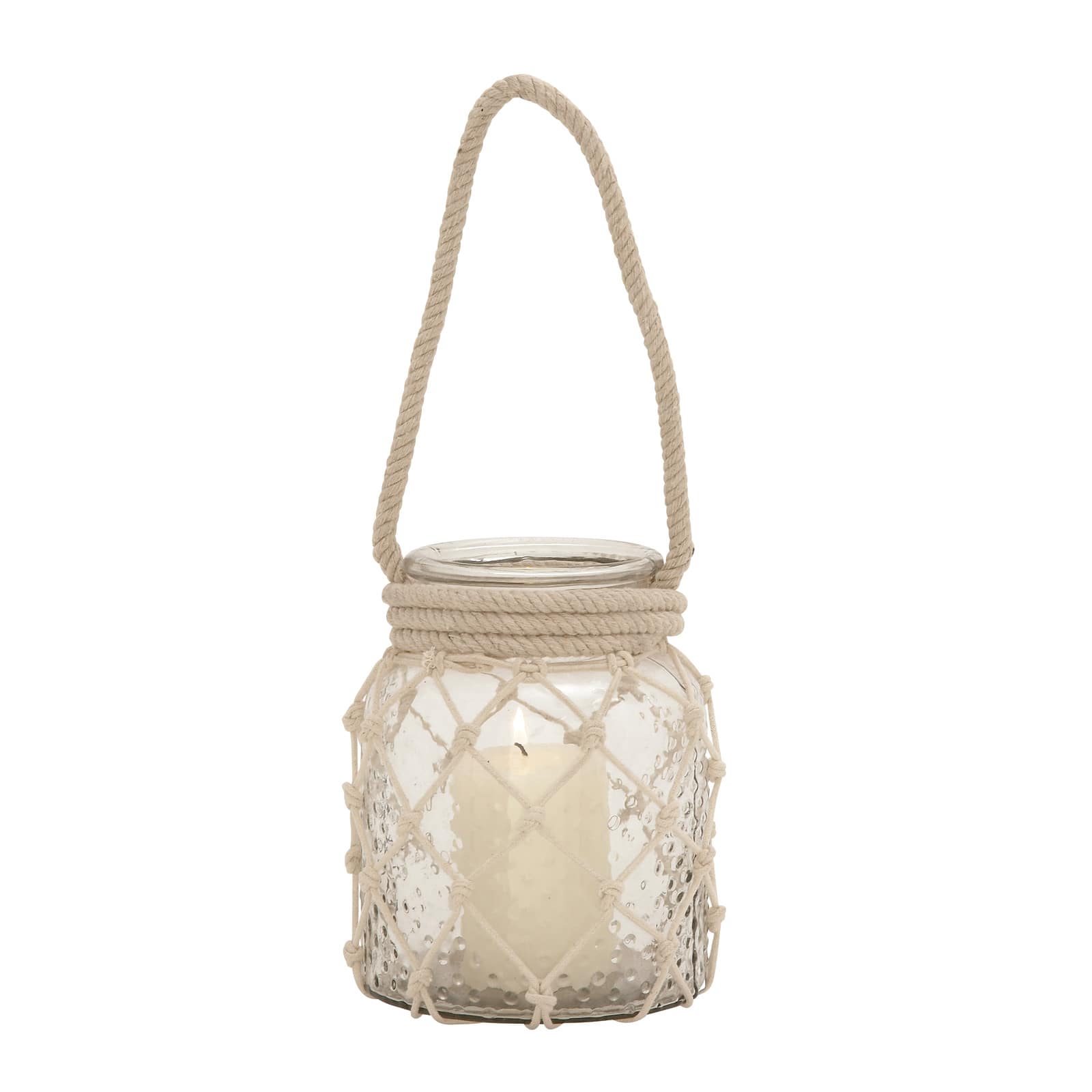 Clear Glass Coastal Candle Holder Lantern, 18" x 7" x 7"