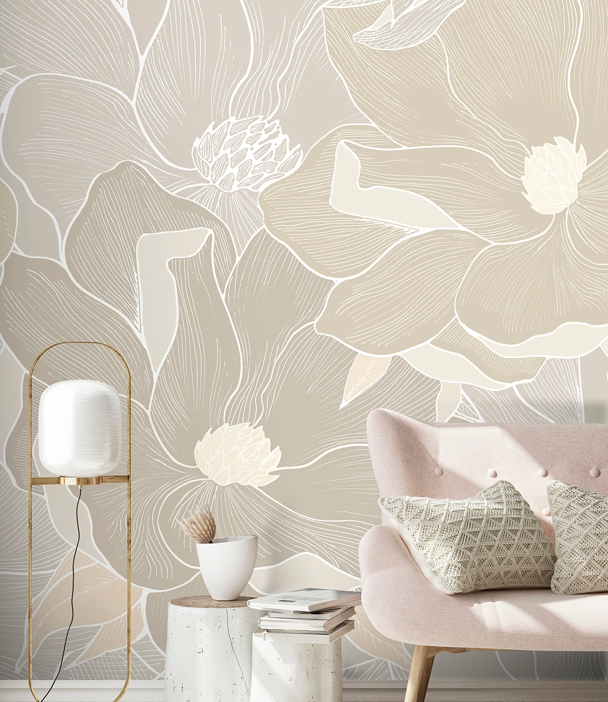Designs Direct Soft Magnolia Taupe Wall Mural