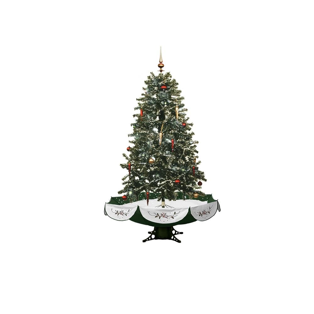 5.5ft. Pre-Lit Medium Musical Snowing Artificial Christmas Tree with Umbrella Base, Blue LED Lights