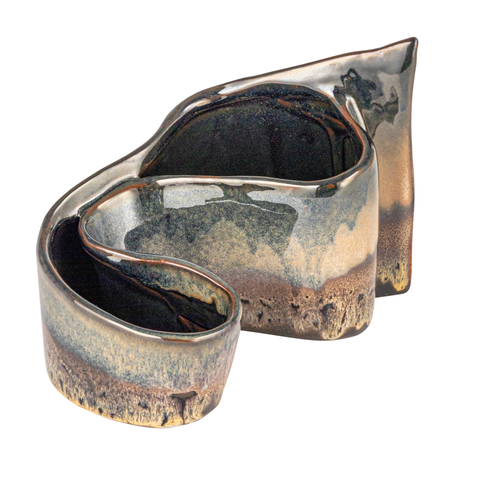 Hello Honey® 8.5" Multicolor Artisanal Dual-Section Stoneware Planter
