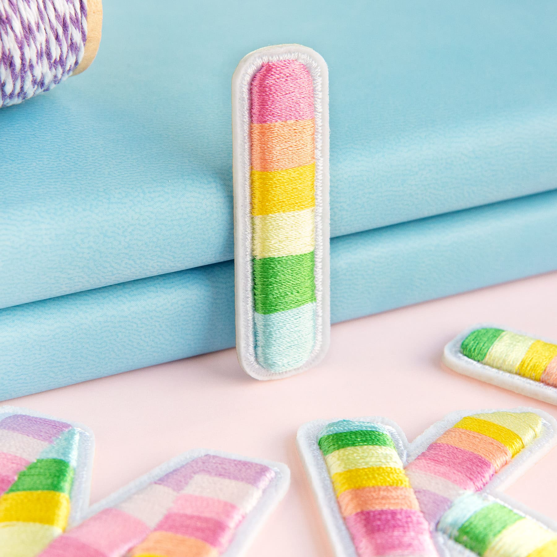 2" Pastel Rainbow Stripes Letter Iron-On & Adhesive Patch by Make Market