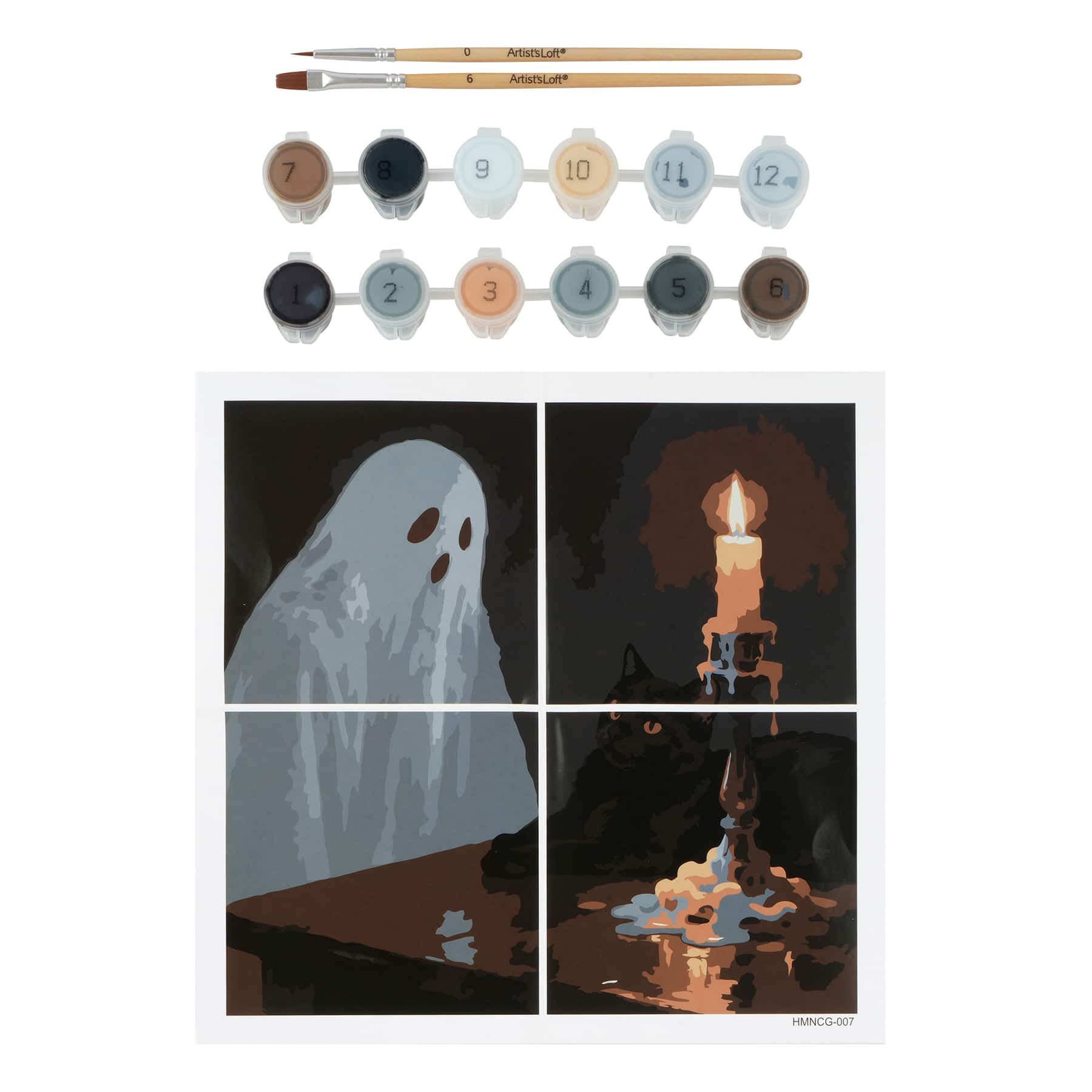 Ghost & Black Cat Paint-by-Number Gallery Mini Kit by Artist's Loft®