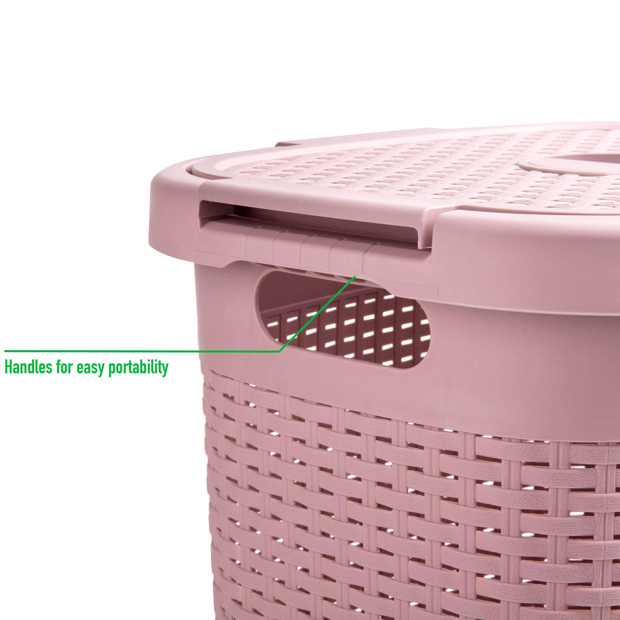 Mind Reader 60L Hamper Laundry Basket with Cutout Handles