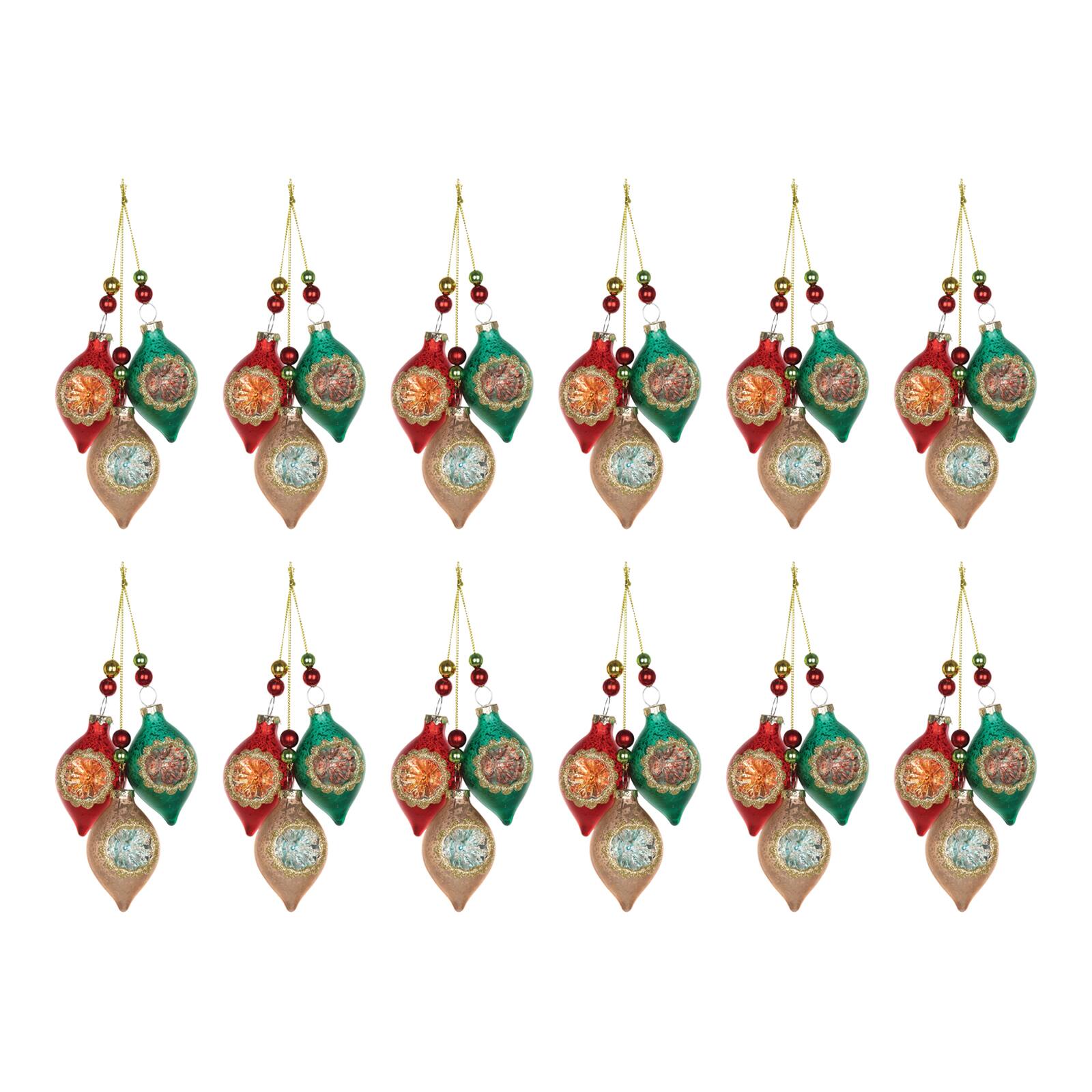 12ct. 10.5" Glass Reflector Ornament Drop Set