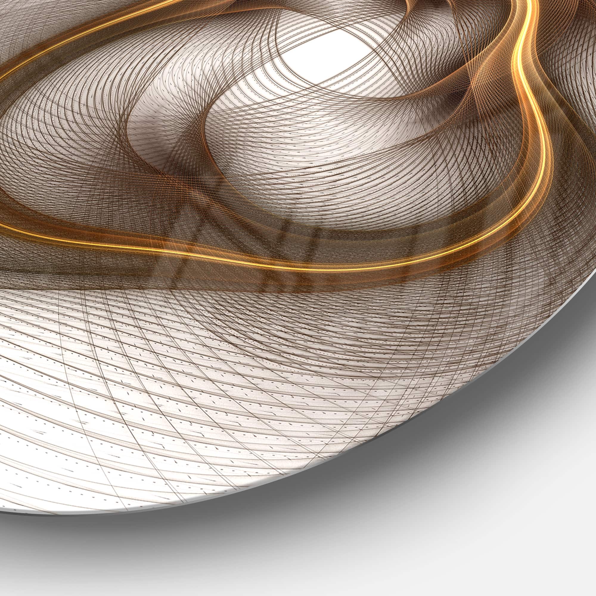 Designart - Brown Abstract Fractal Flower' Floral Circle Metal Wall Art