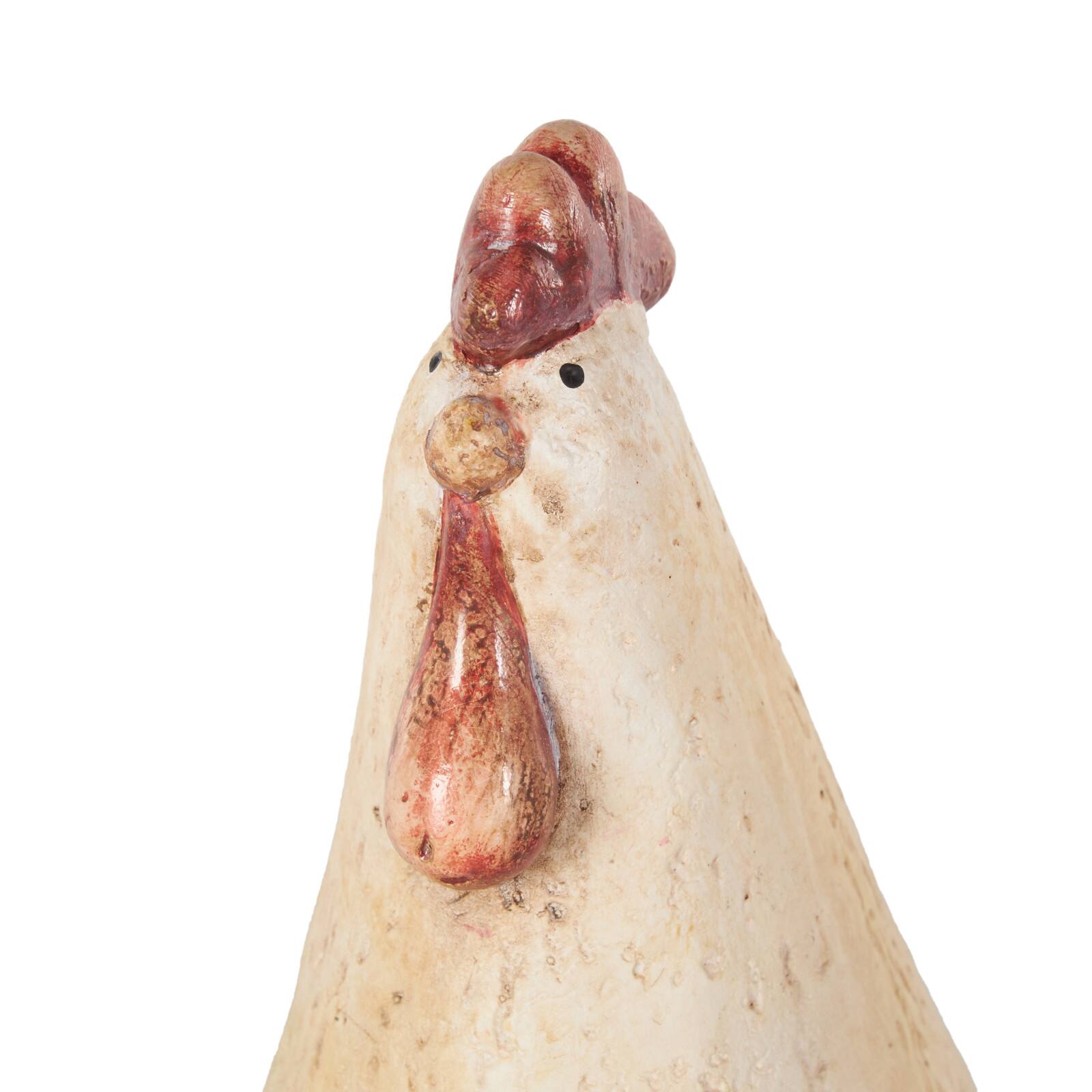 13.5" Cream Standing Rooster Decorative Garden Sculpture