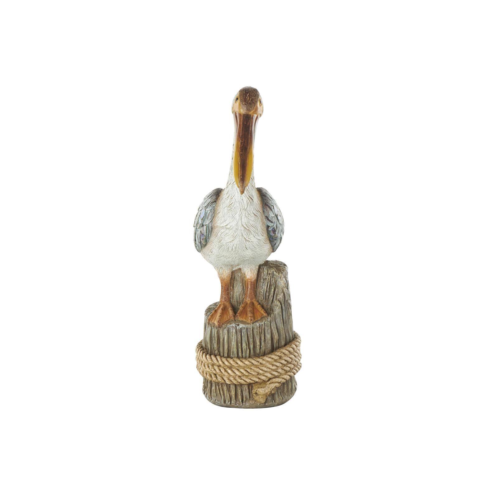 14" Teal Textured Pelican Sculpture with Brown Block