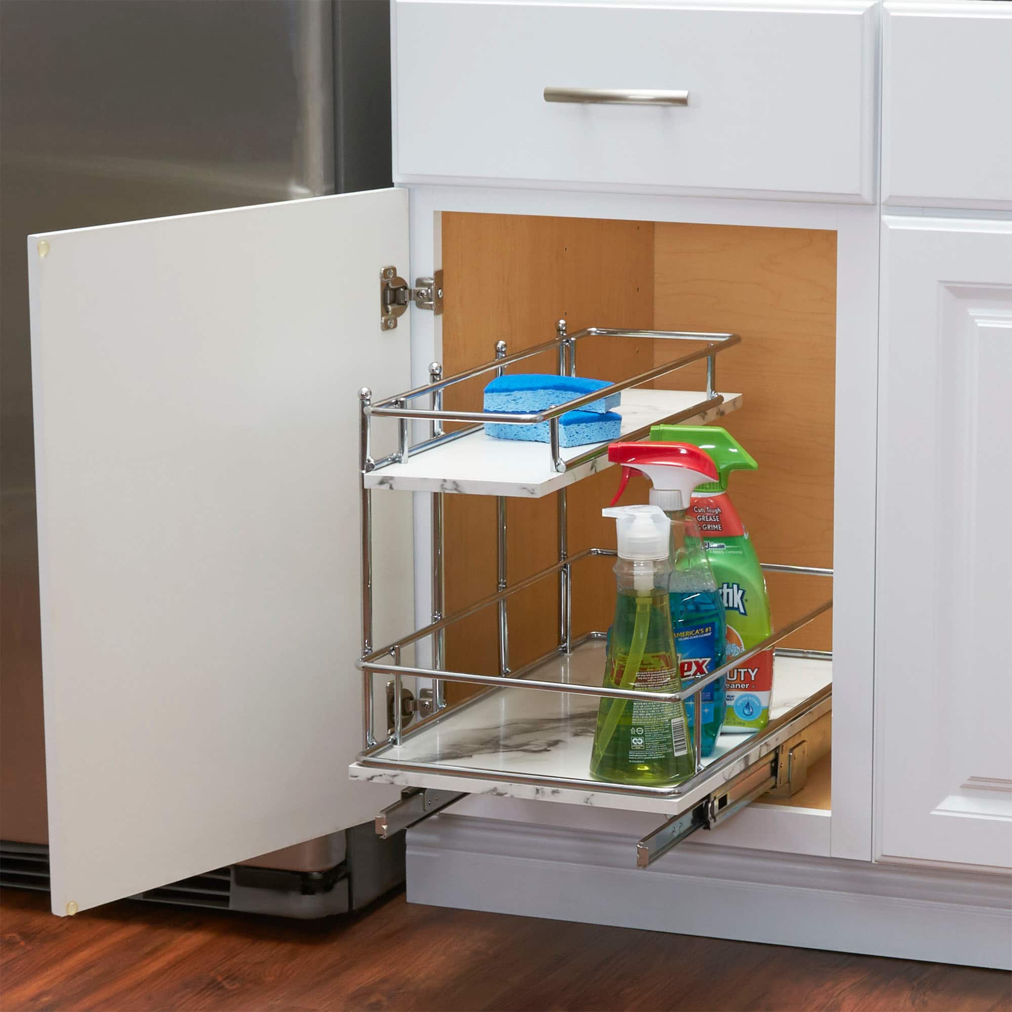 Household Essentials Glidez Marble 2-Tier Cabinet Organizer