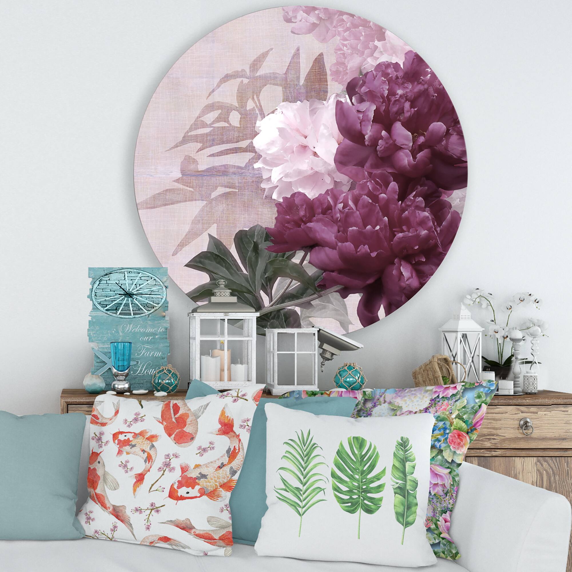 Designart - Vintage Purple and Pink Flowers I