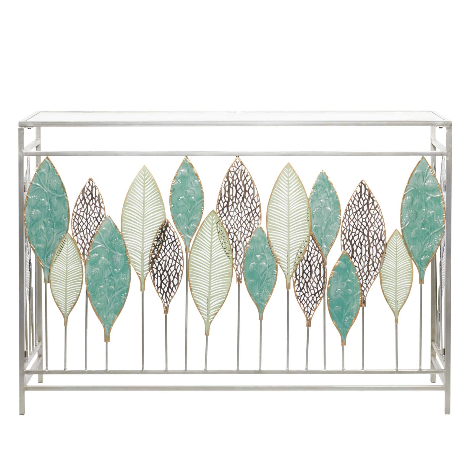 Silver Metal Contemporary Console Table 30" x 44" x 15"