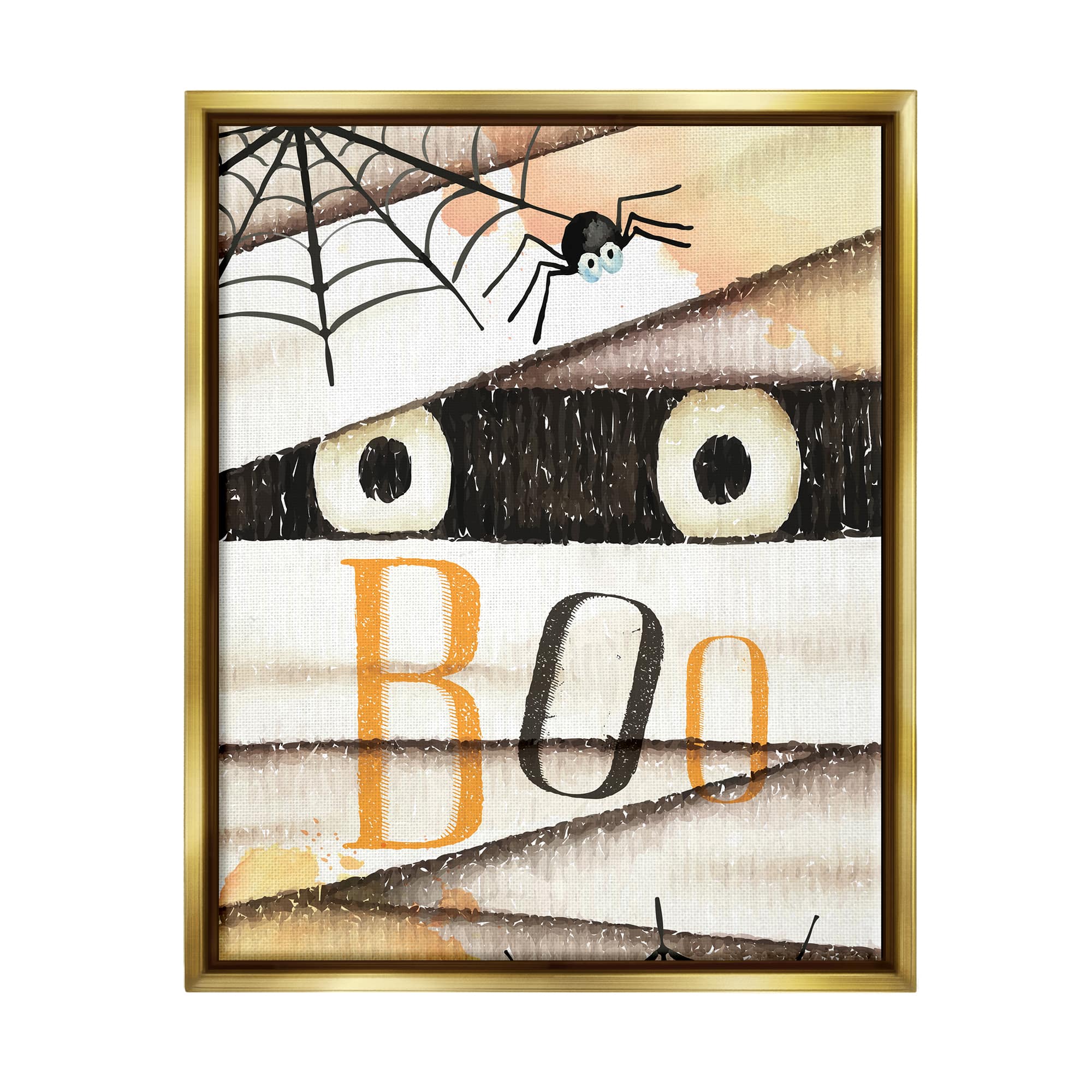 Stupell Industries Boo Creepy Eyes Peeking Framed Floater Canvas Wall Art