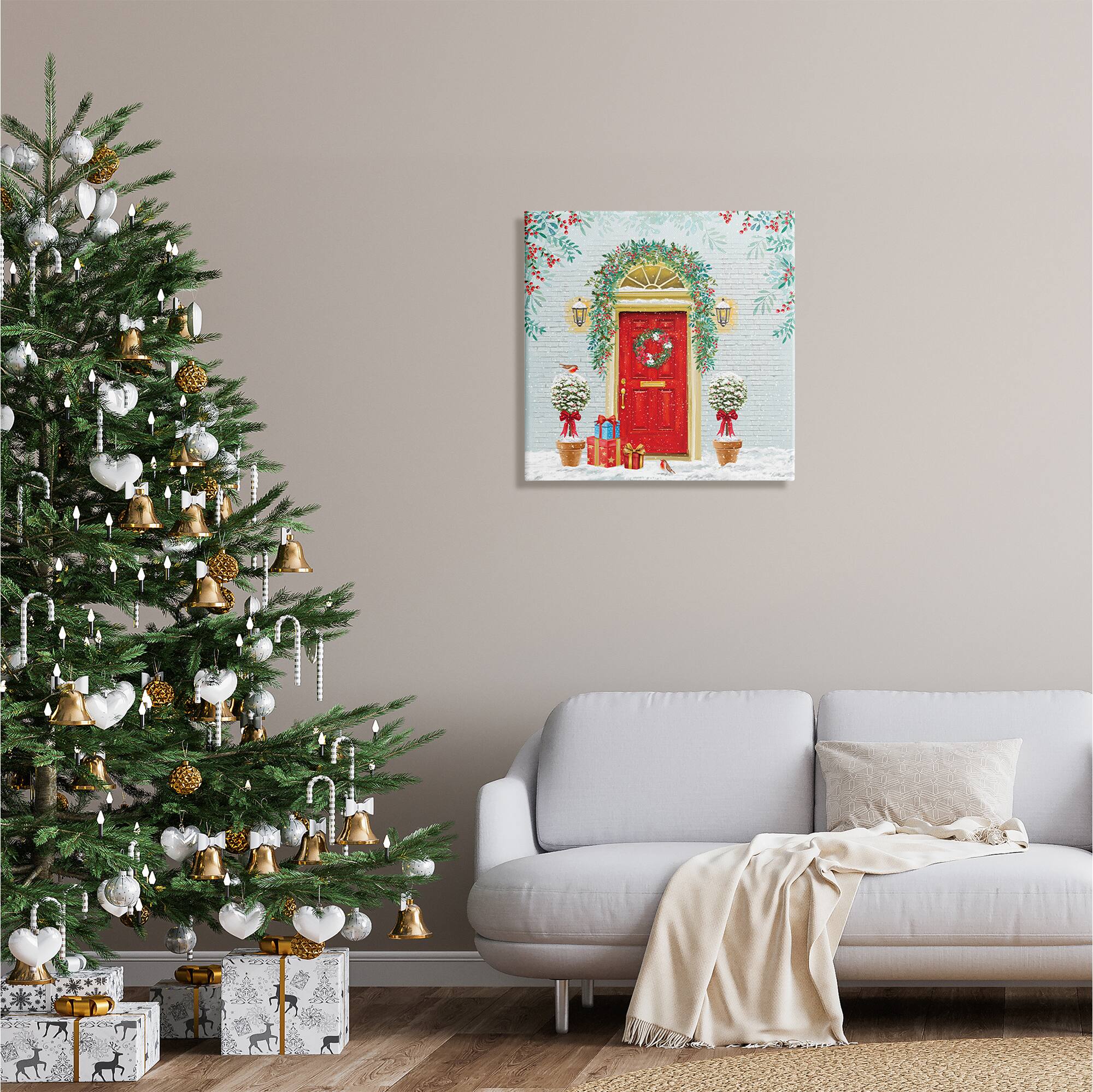 Stupell Industries Winter Doorway Christmas Gifts Canvas Wall Art