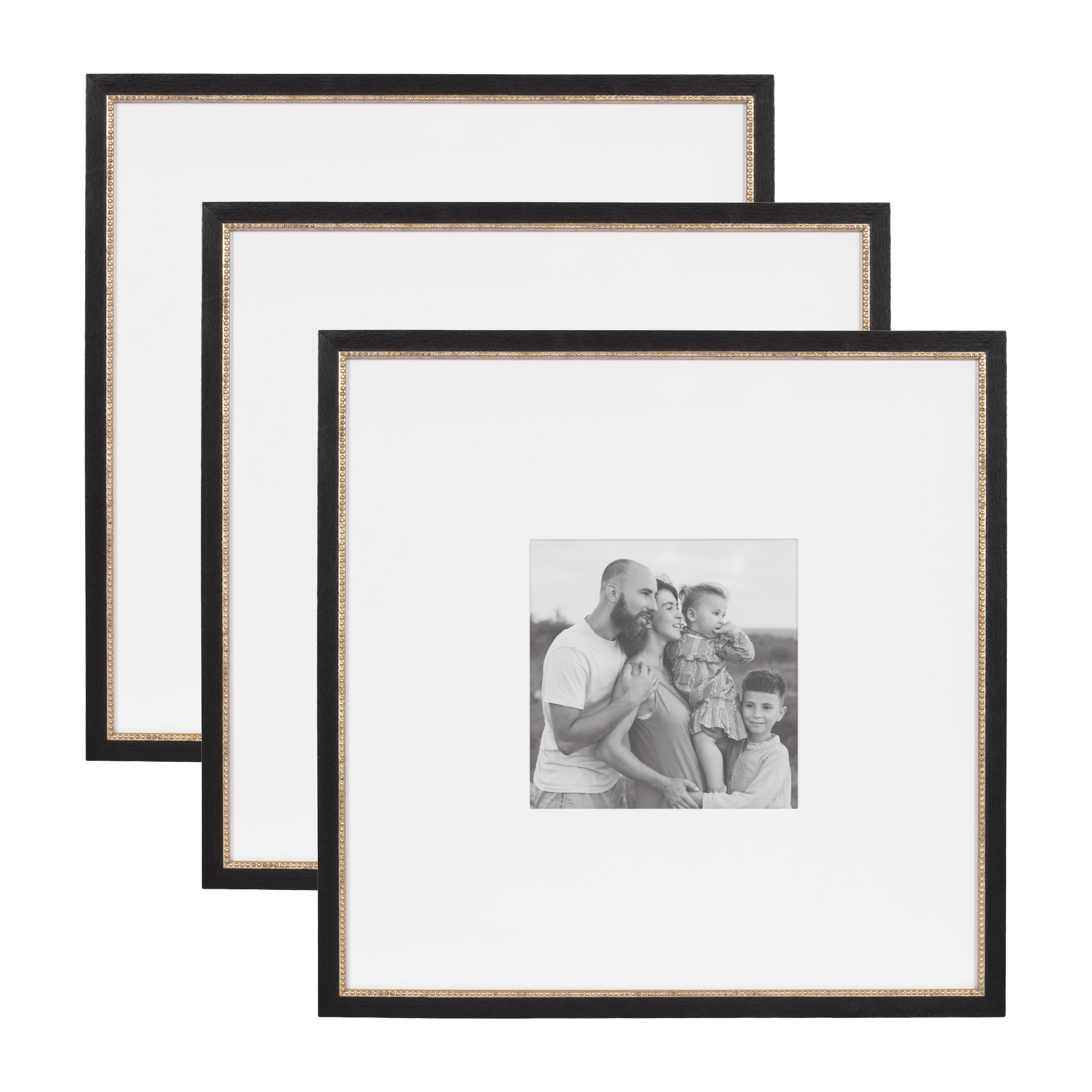 Kate and Laurel Black & Gold Wilbanks Picture Frames with Mat