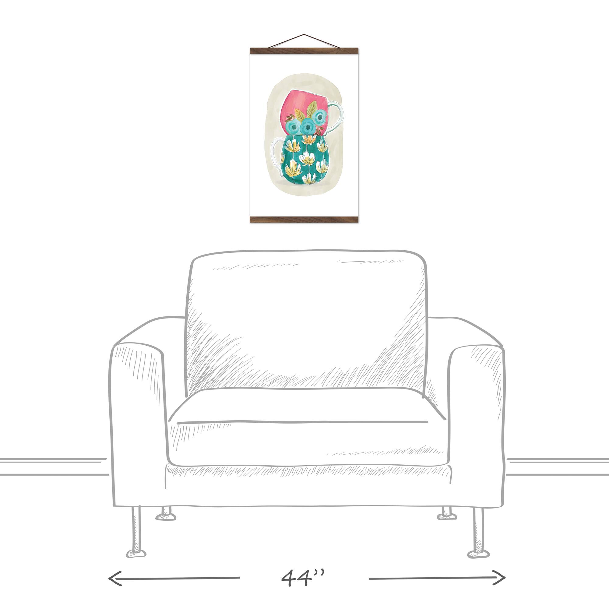 Stacked Mugs Teak Hanging Canvas