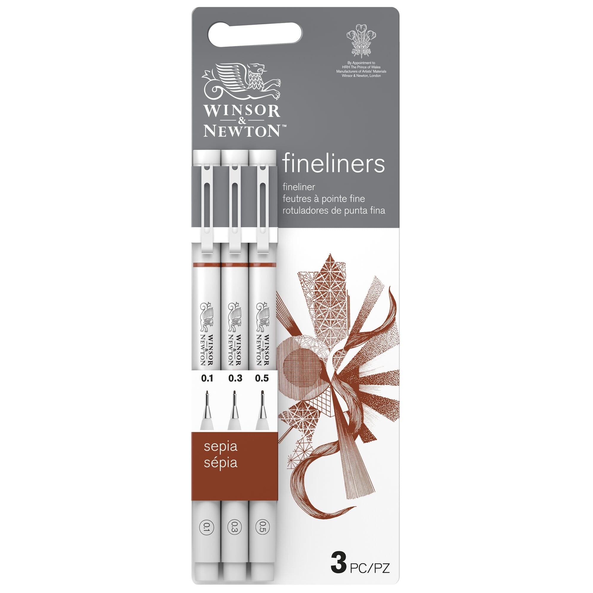 Winsor & Newton™ 3 Piece Sepia Fineliner Set